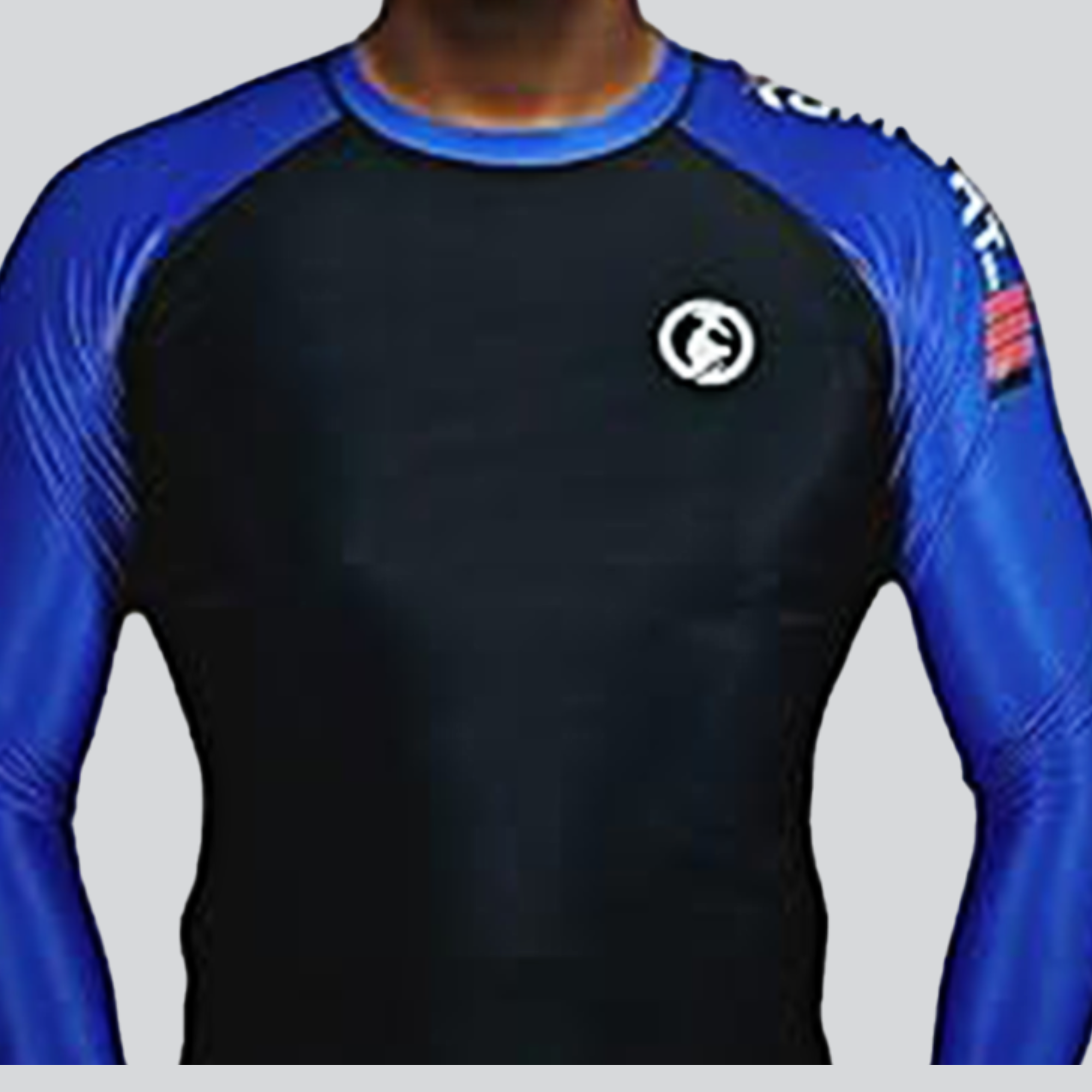 Ranked Pro Series Full Sleeve Rash Guard in black and blue for BJJ competitors
