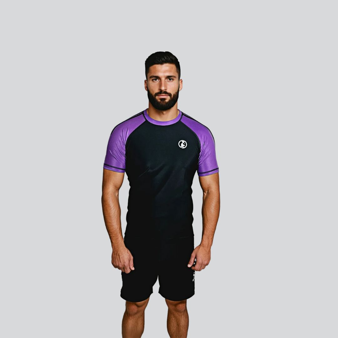 KOMBAT H/S PRO RANKED RASH GUARD BLK & PURPLE
