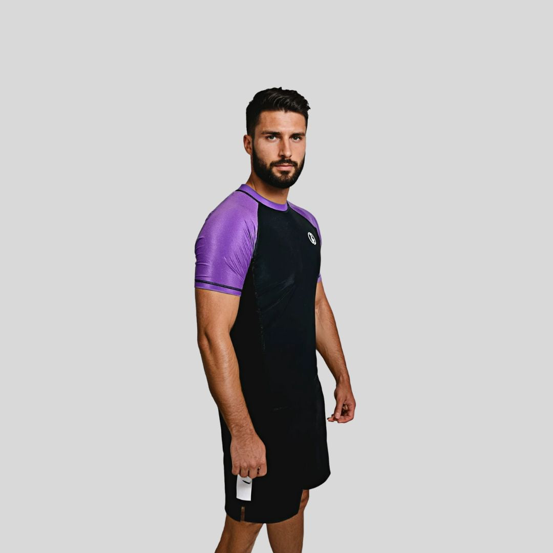 KOMBAT H/S PRO RANKED RASH GUARD BLK & PURPLE