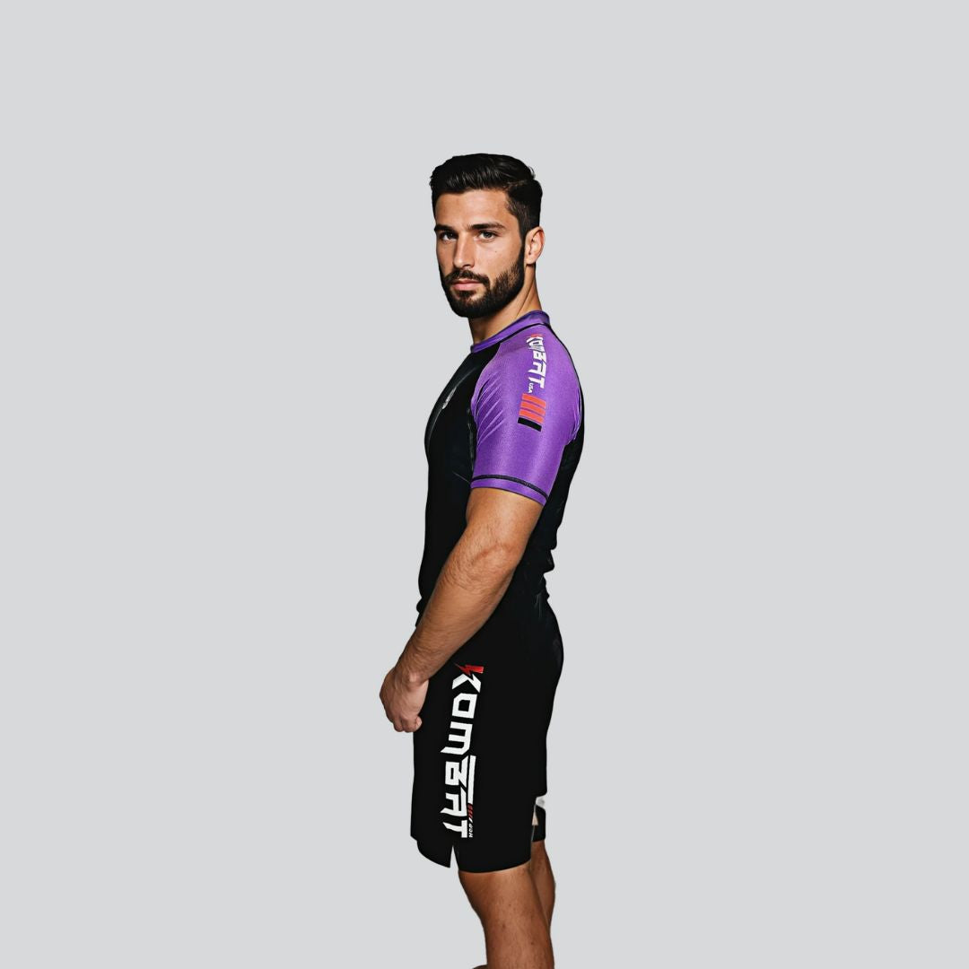 KOMBAT H/S PRO RANKED RASH GUARD BLK & PURPLE