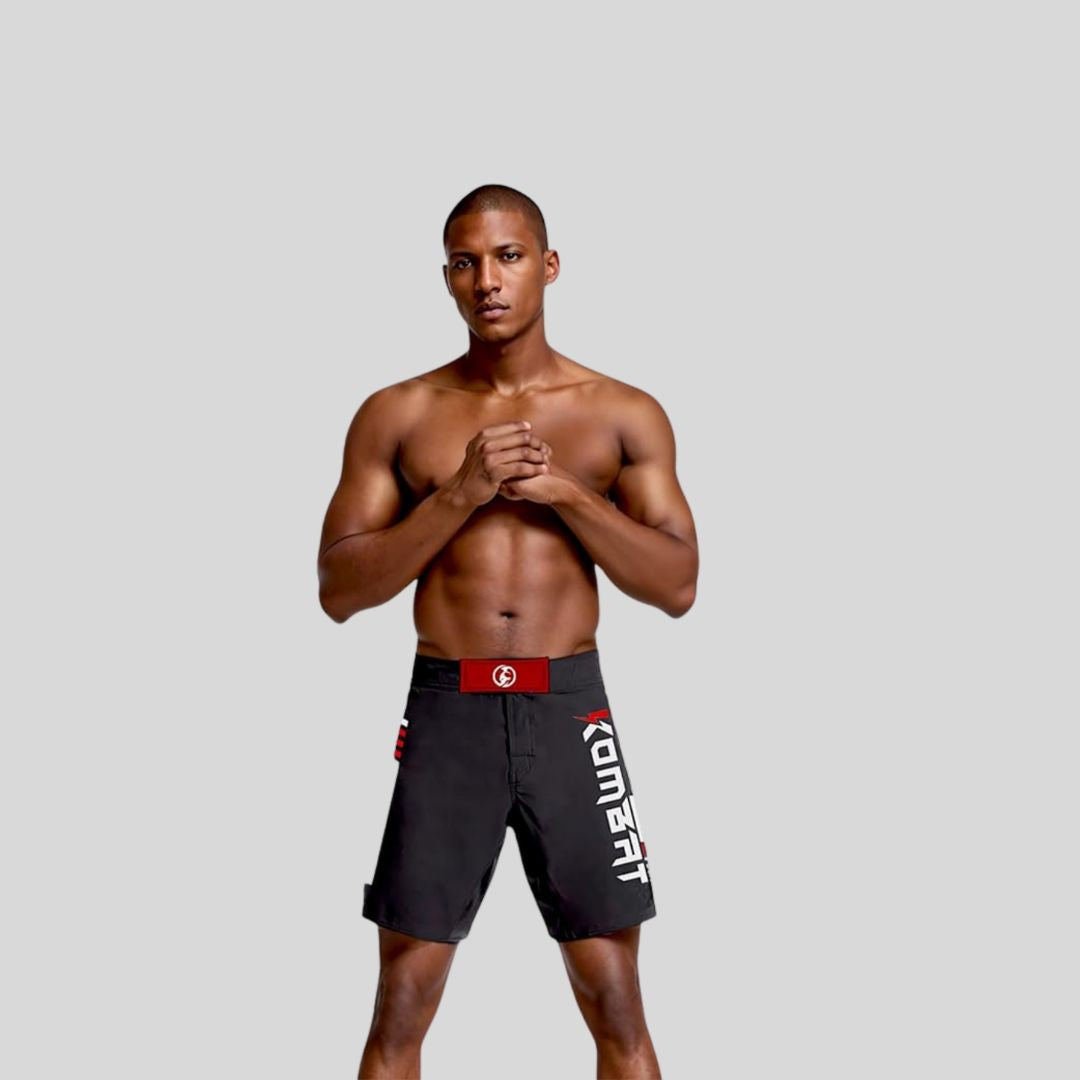 KOMBAT MMA SHORTS BLACK & RED V2
