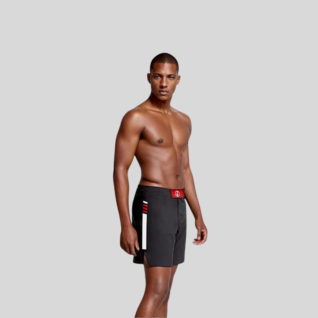KOMBAT MMA SHORTS BLACK & RED V2