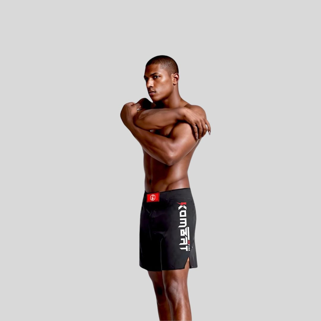 KOMBAT MMA SHORTS BLACK & RED V2