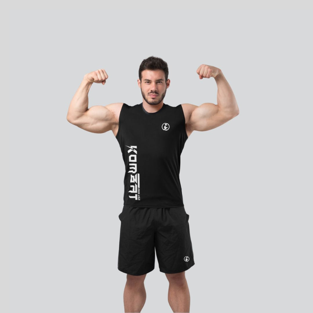 MEN ROUND NECK TANK TOP BLACK