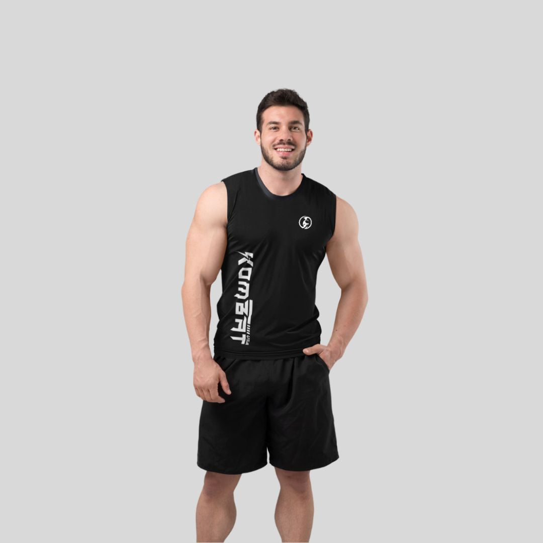 MEN ROUND NECK TANK TOP BLACK