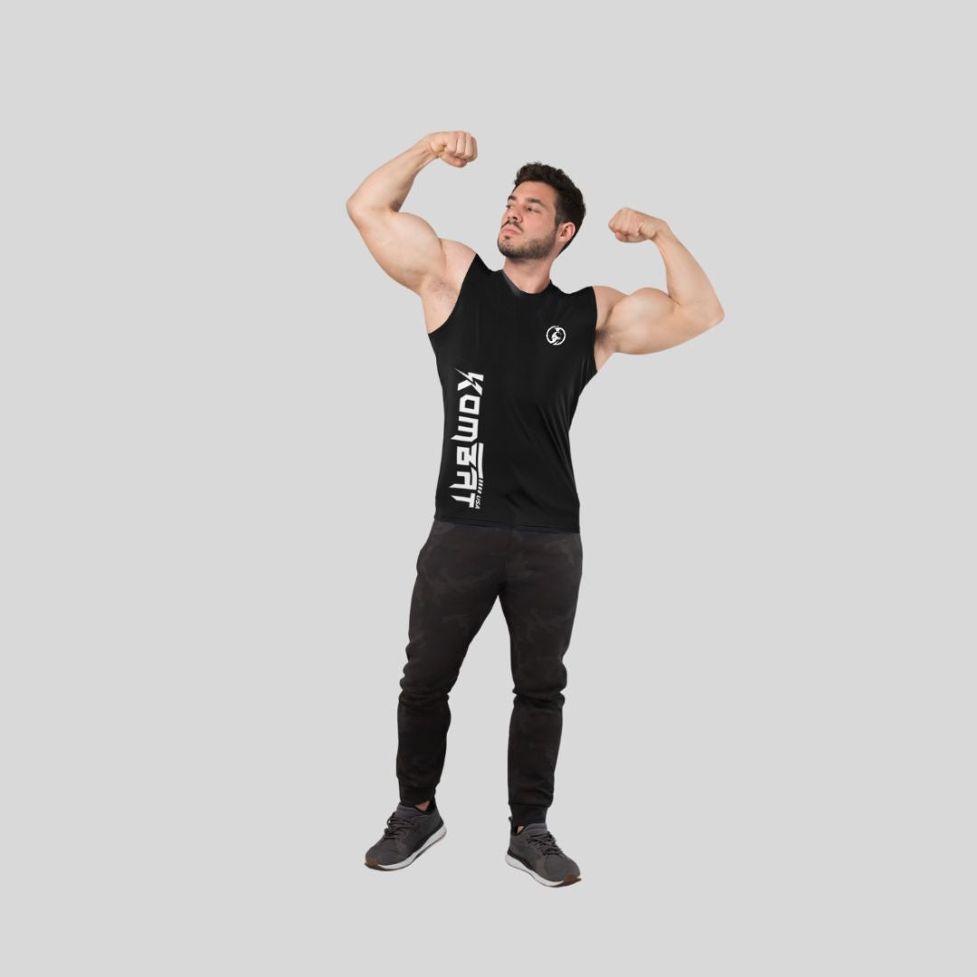 MEN ROUND NECK TANK TOP BLACK