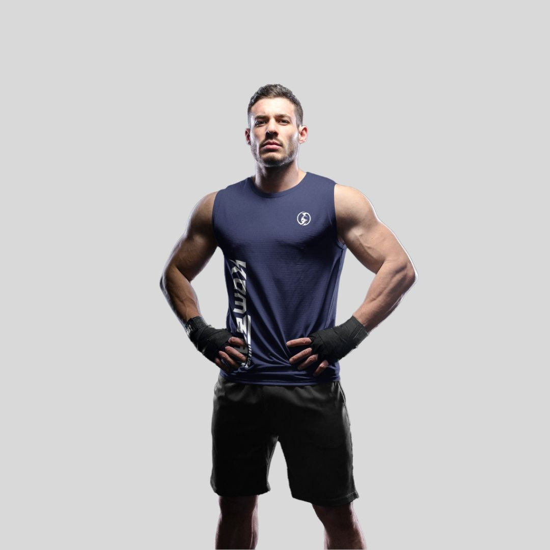 MEN ROUND NECK TANK TOP BLUE