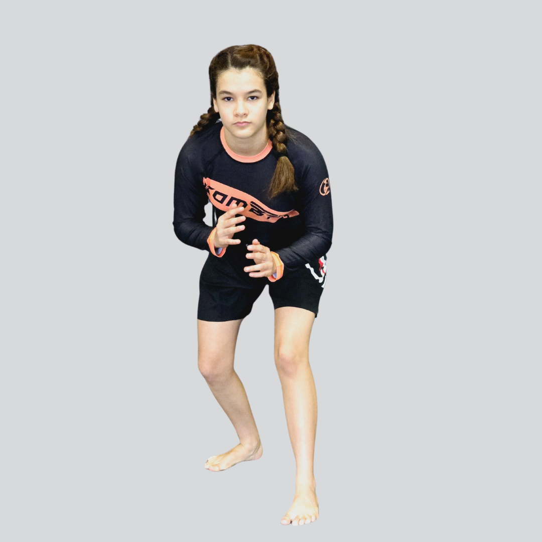 YOUTH F/S BLK/ORANGE RASH GUARD