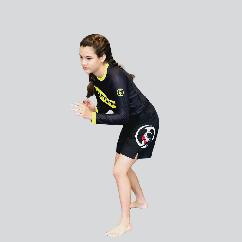 YOUTH F/S BLK/ YELLOW RASH GUARD