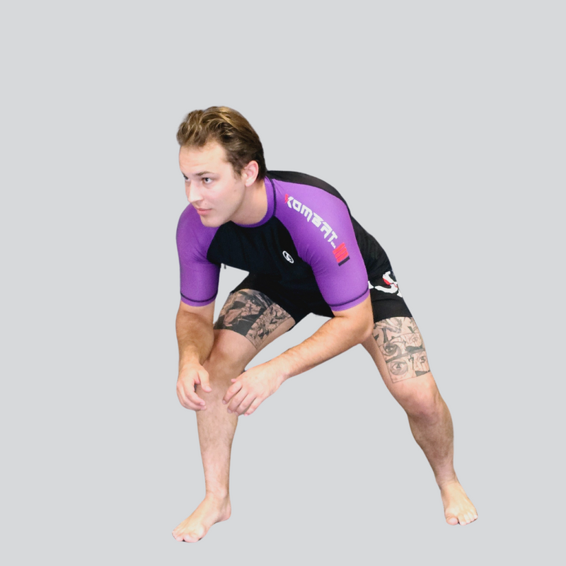 YOUTH H/S BLK/PURPLE RASH GUARD