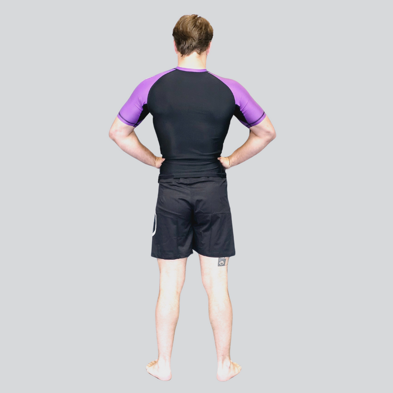 YOUTH H/S BLK/PURPLE RASH GUARD