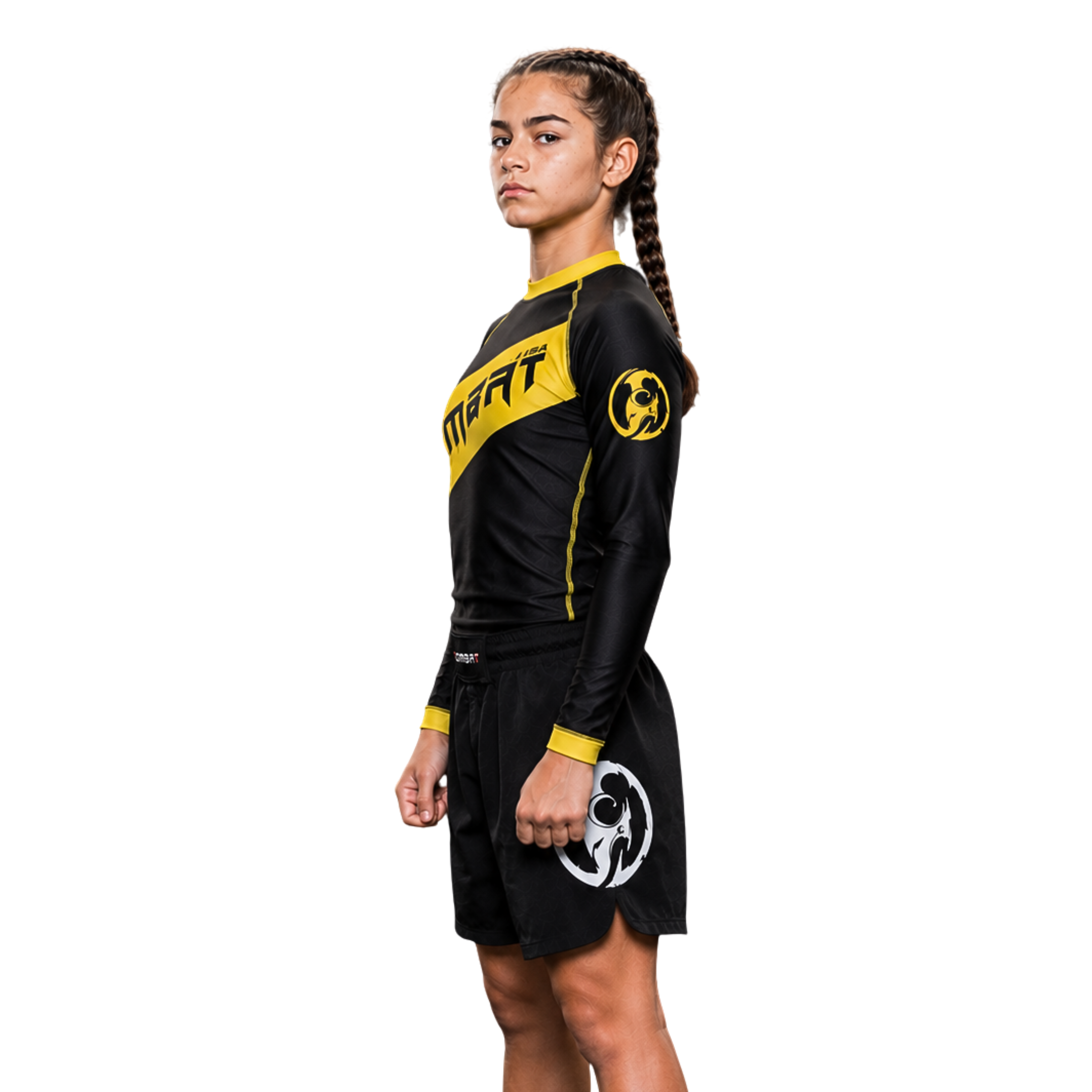 YOUTH RASH GUARD F/S BLK/ YELLOW