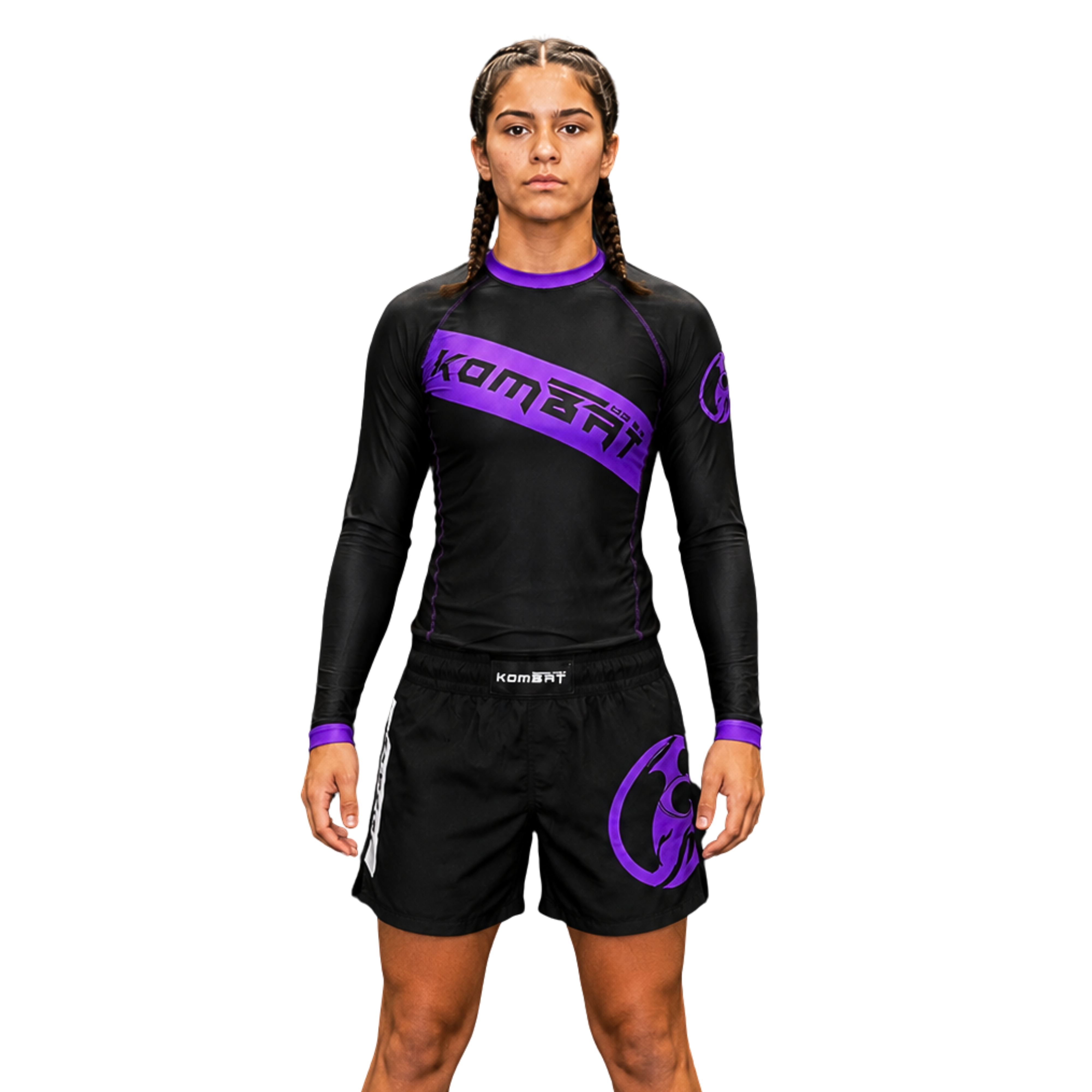 YOUTH RASH GUARD F/S BLK/PURPLE
