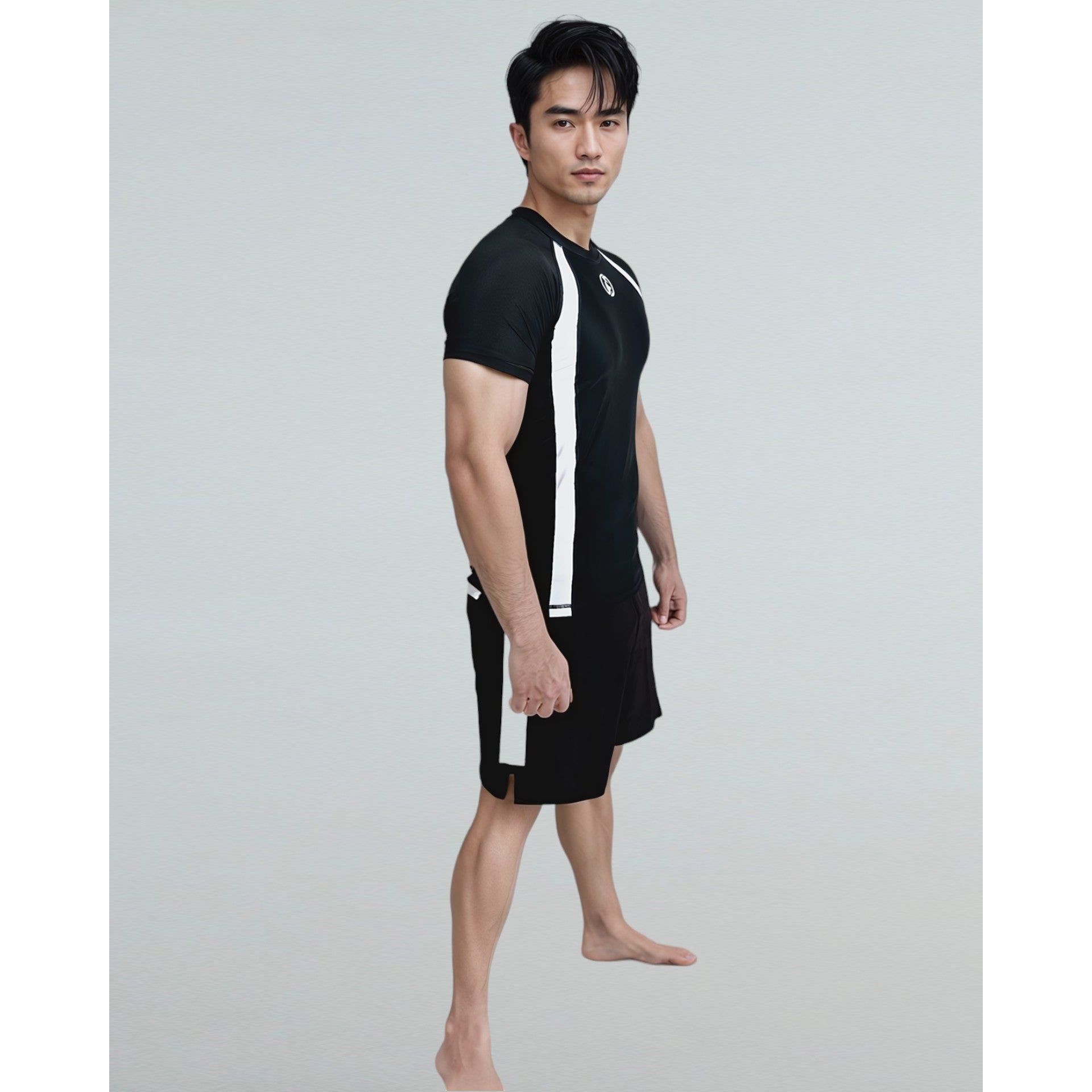 KOMBAT H/S RANKED RASH GUARD BLK WHITE & BLACK