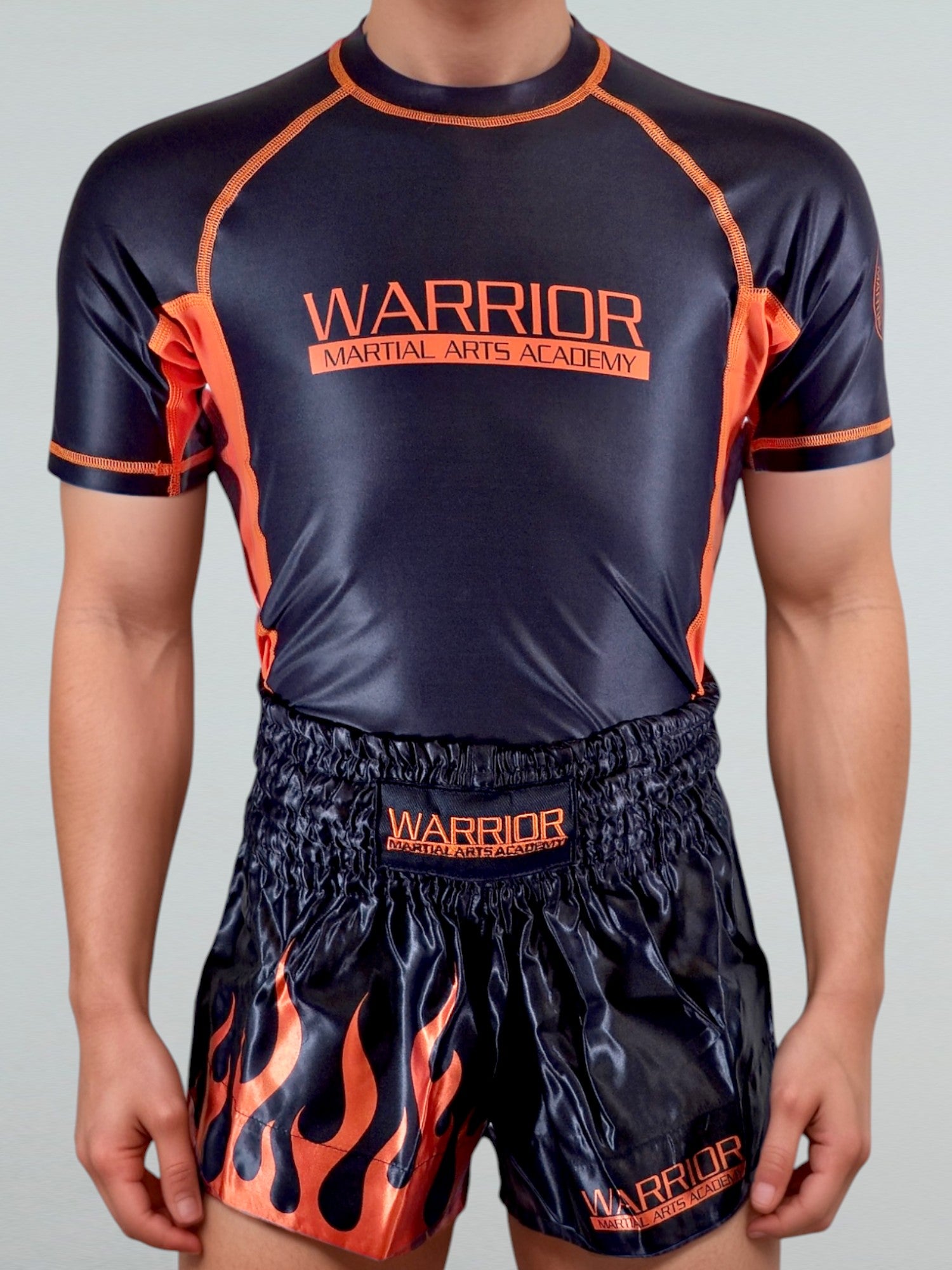 WARRIOR ADULT RASH GUARD BLK/ORANGE