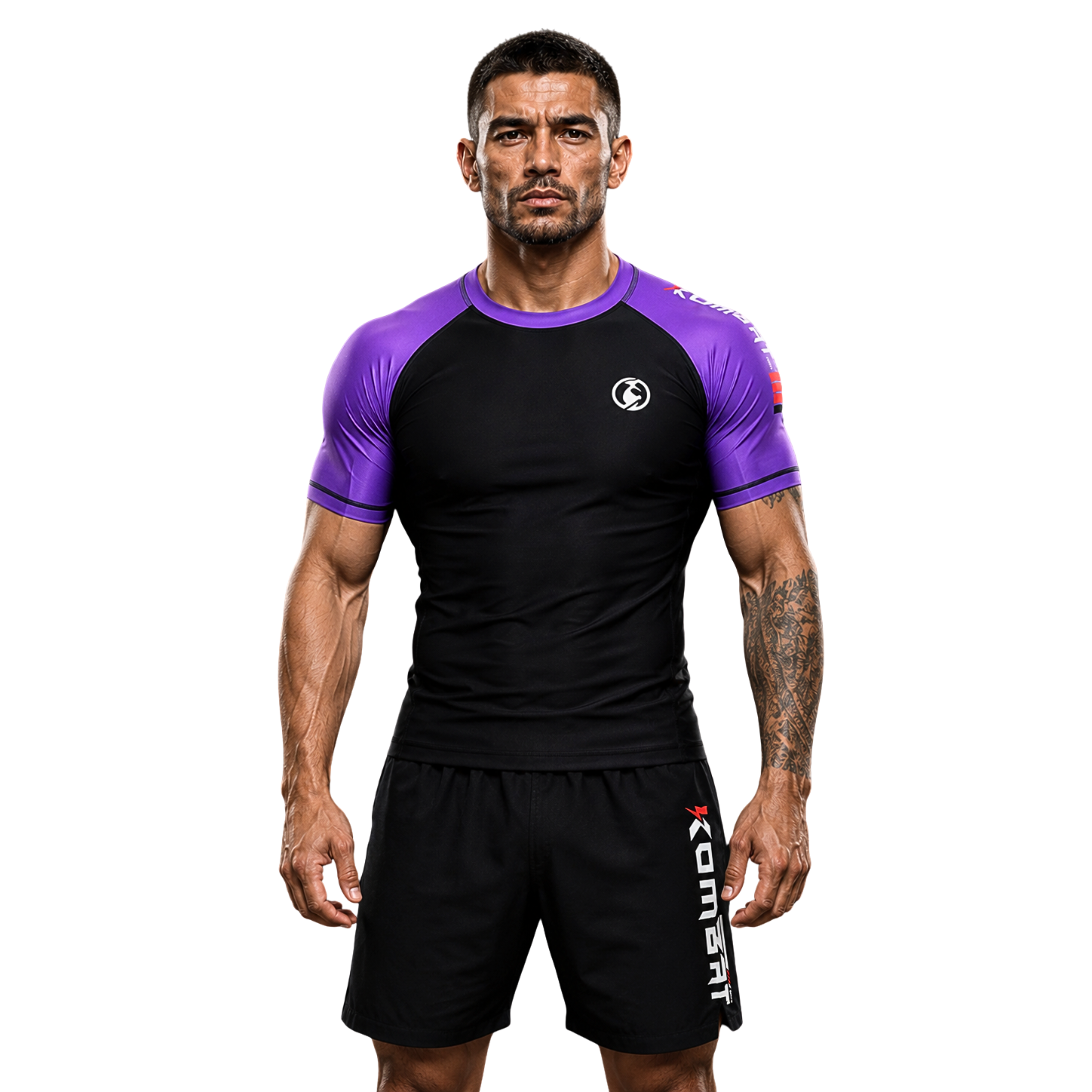 ADULT RASH GUARD H/S PRO RANKED BLK & PURPLE