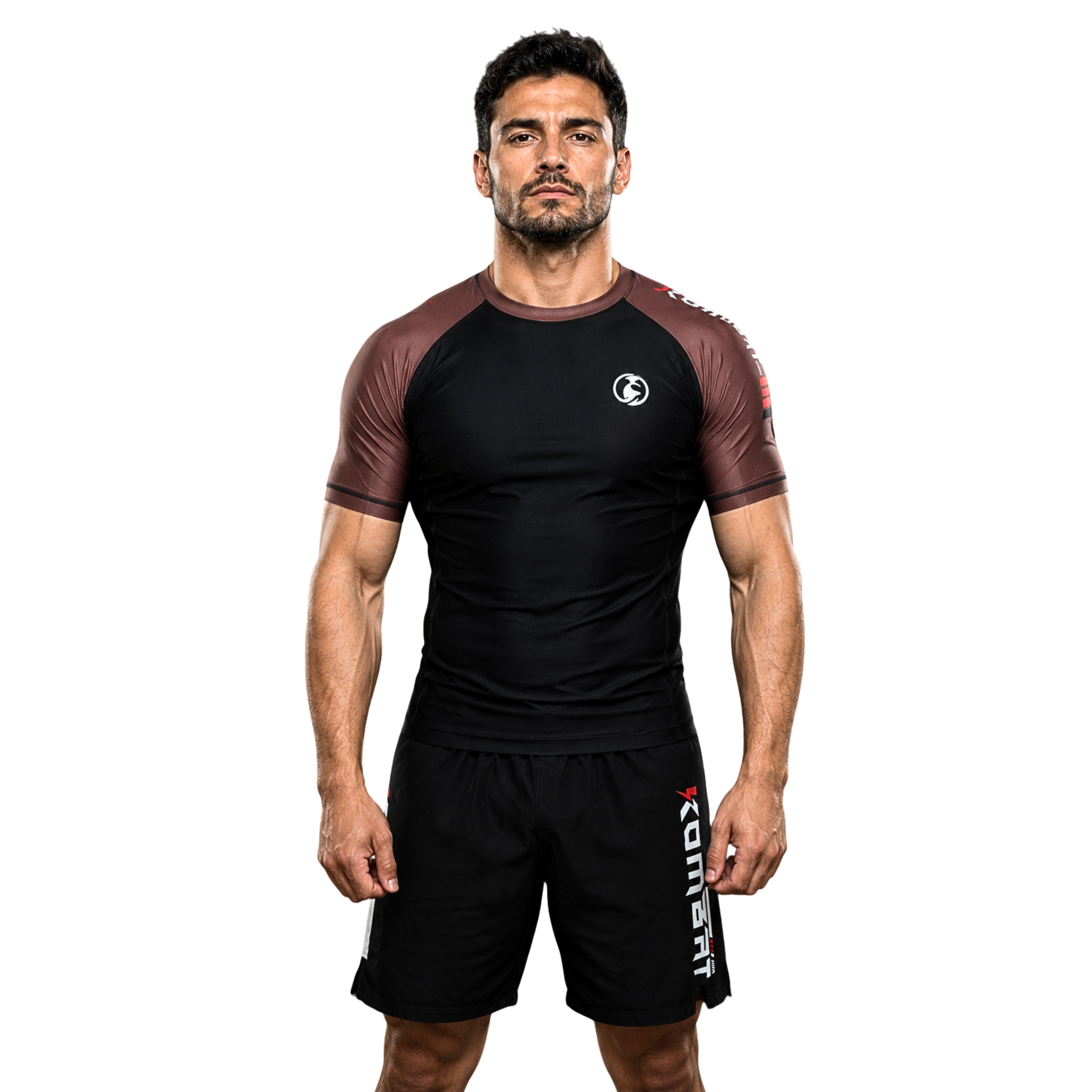 ADULT RASH GUARD H/S PRO BLACK & BROWN