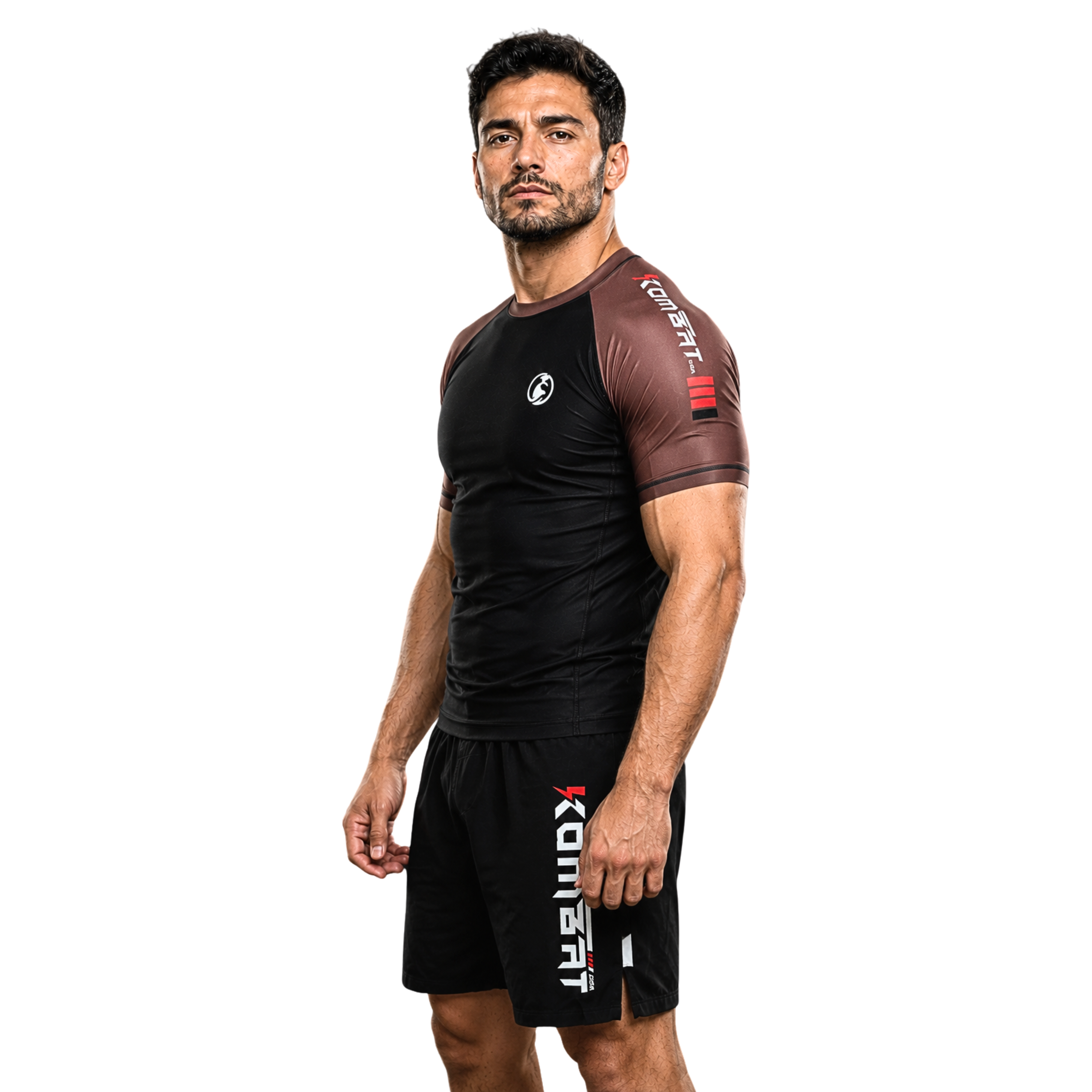 ADULT RASH GUARD H/S PRO BLACK & BROWN