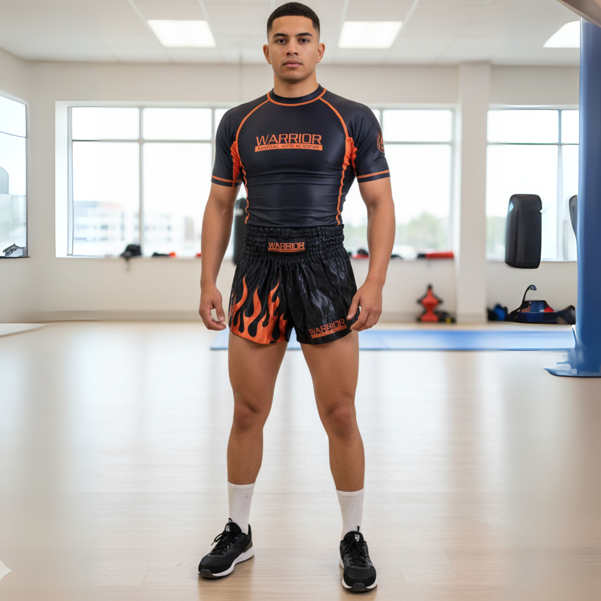 WARRIOR ADULT RASH GUARD BLK/ORANGE