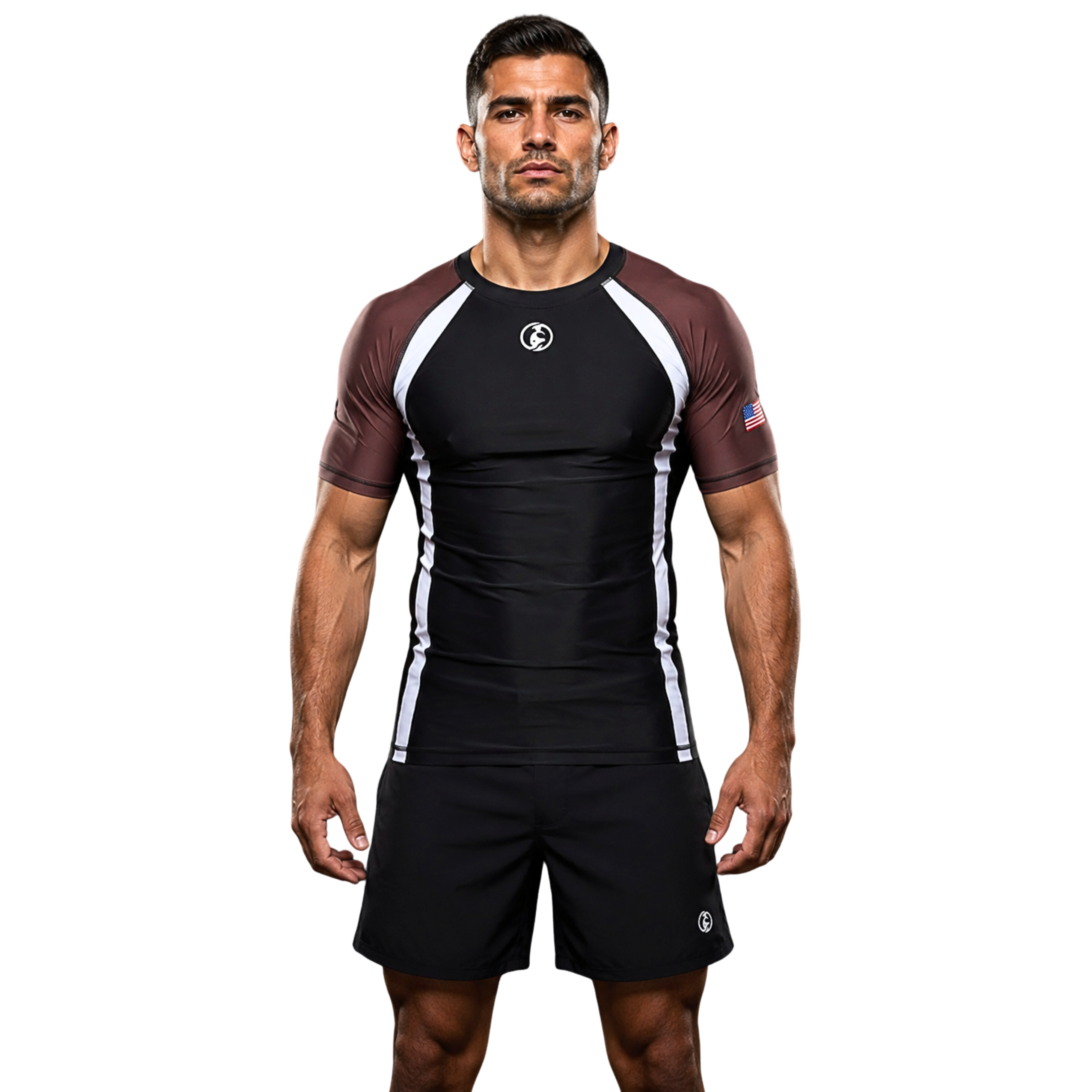 ADULT RASH GUARD H/S RANKED BROWN
