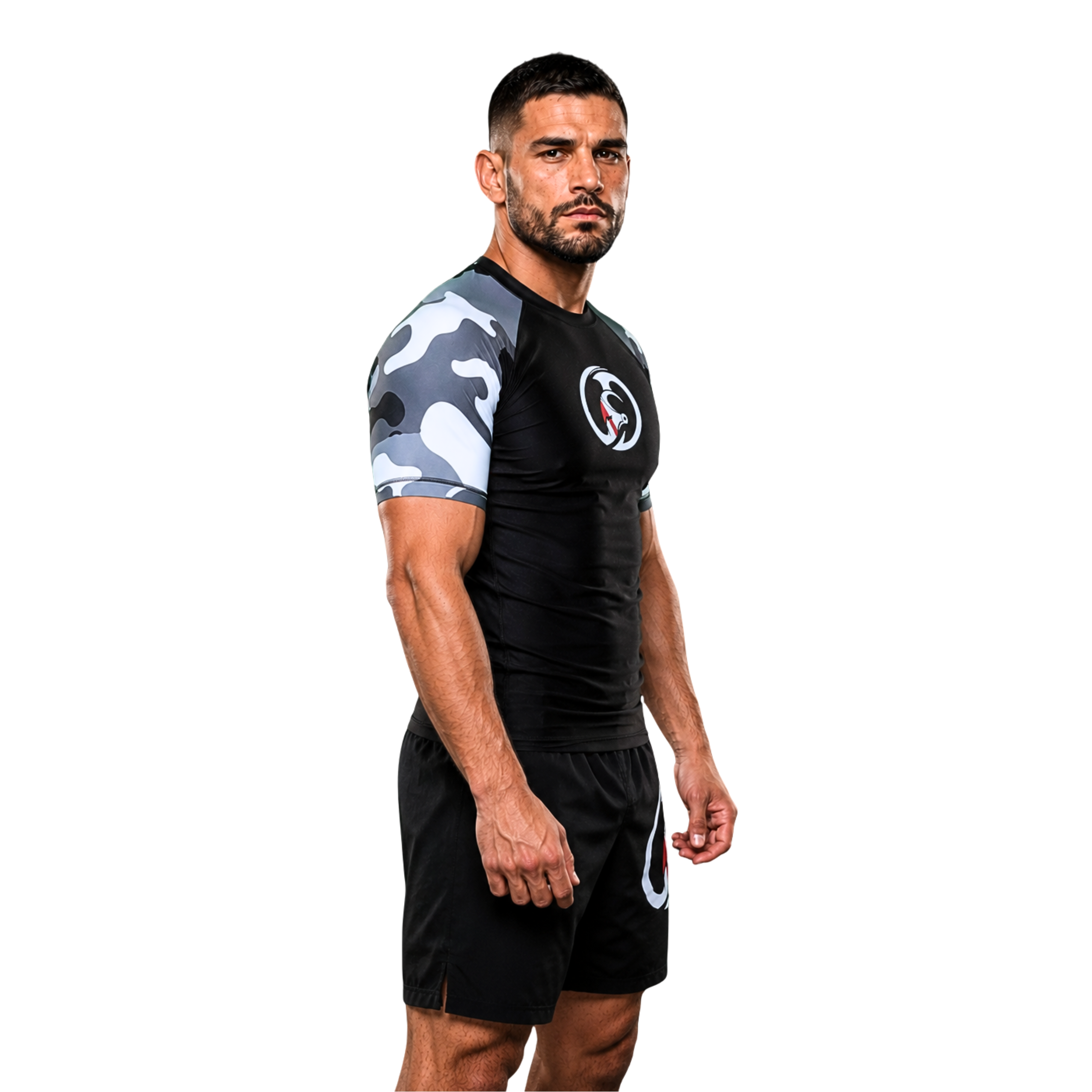 ADUTL RASH GUARD H/S CAMOUFLAGE KC SNOW White