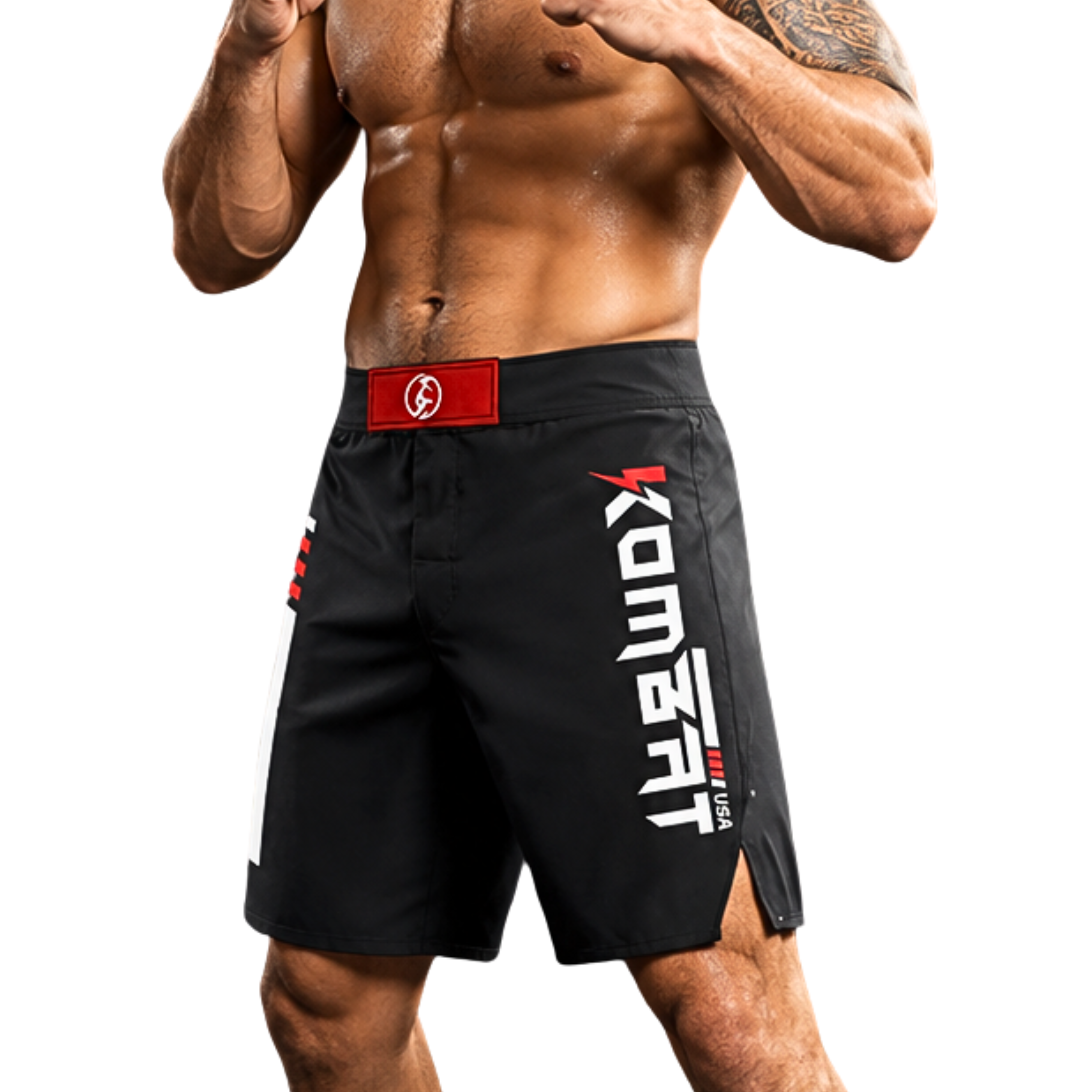 KOMBAT No-Gi SHORTS BLACK & RED V2