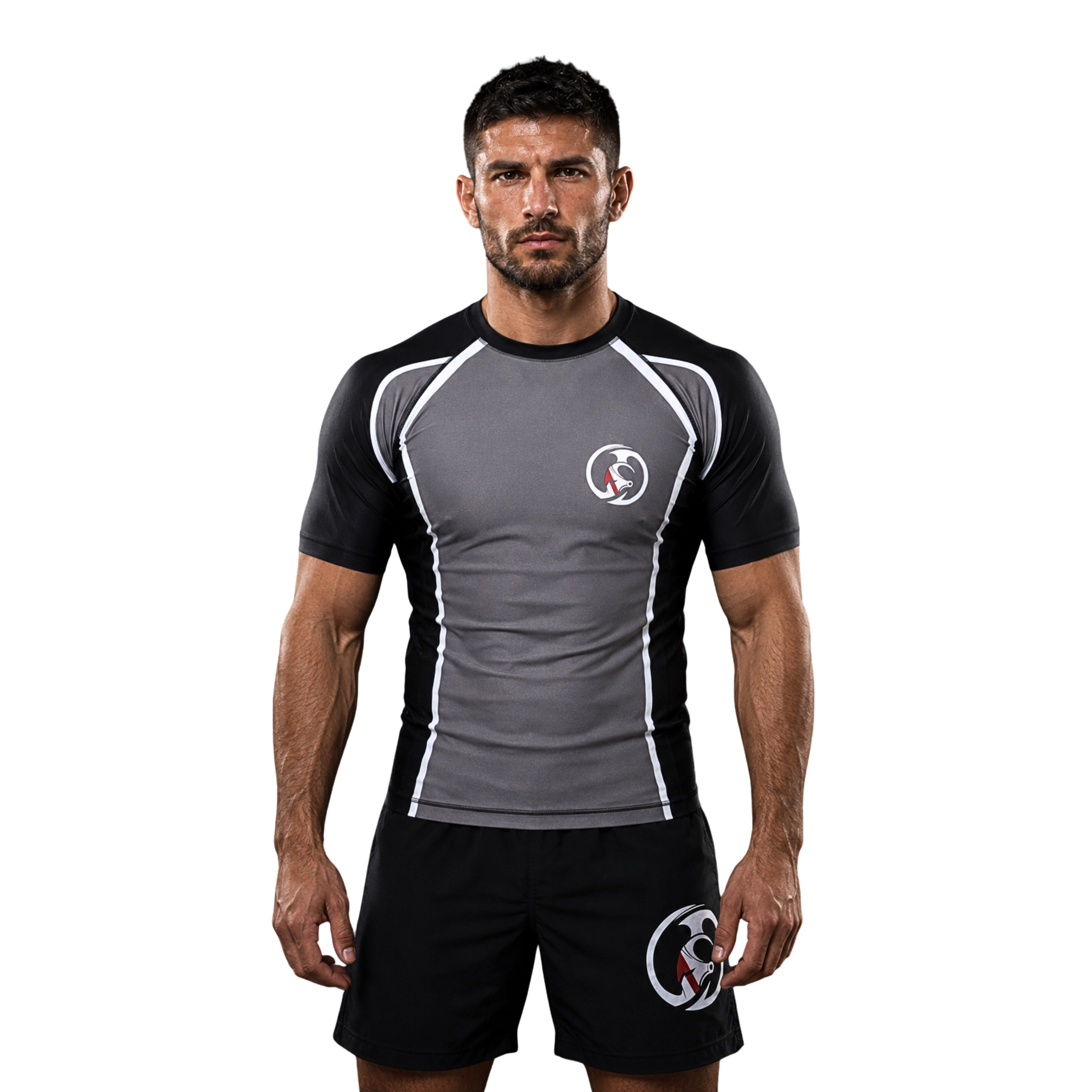 ADULT RASH GUARDS SHORT SLEEVE HOT GRAY | KOMBAT USA