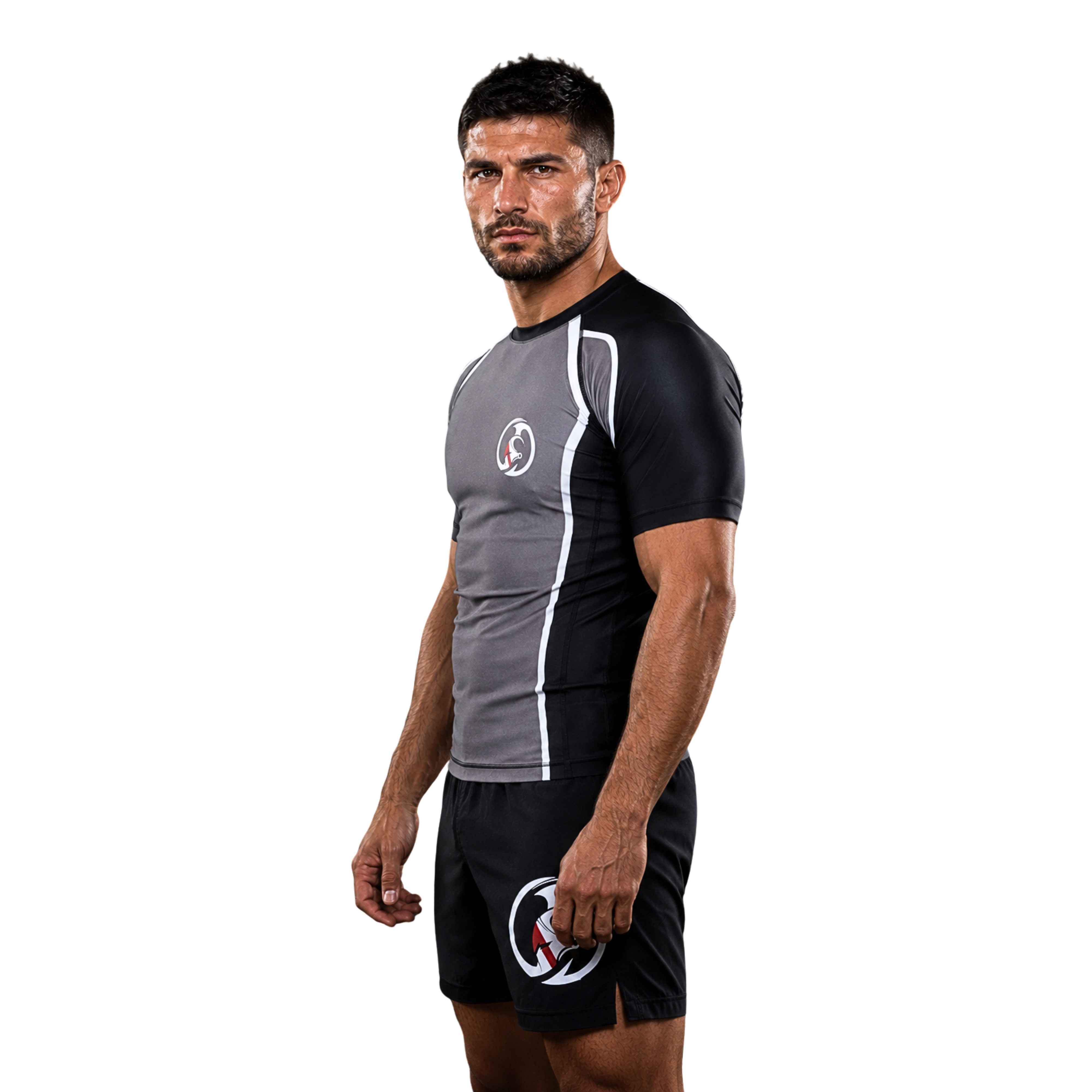 ADULT RASH GUARDS SHORT SLEEVE HOT GRAY | KOMBAT USA