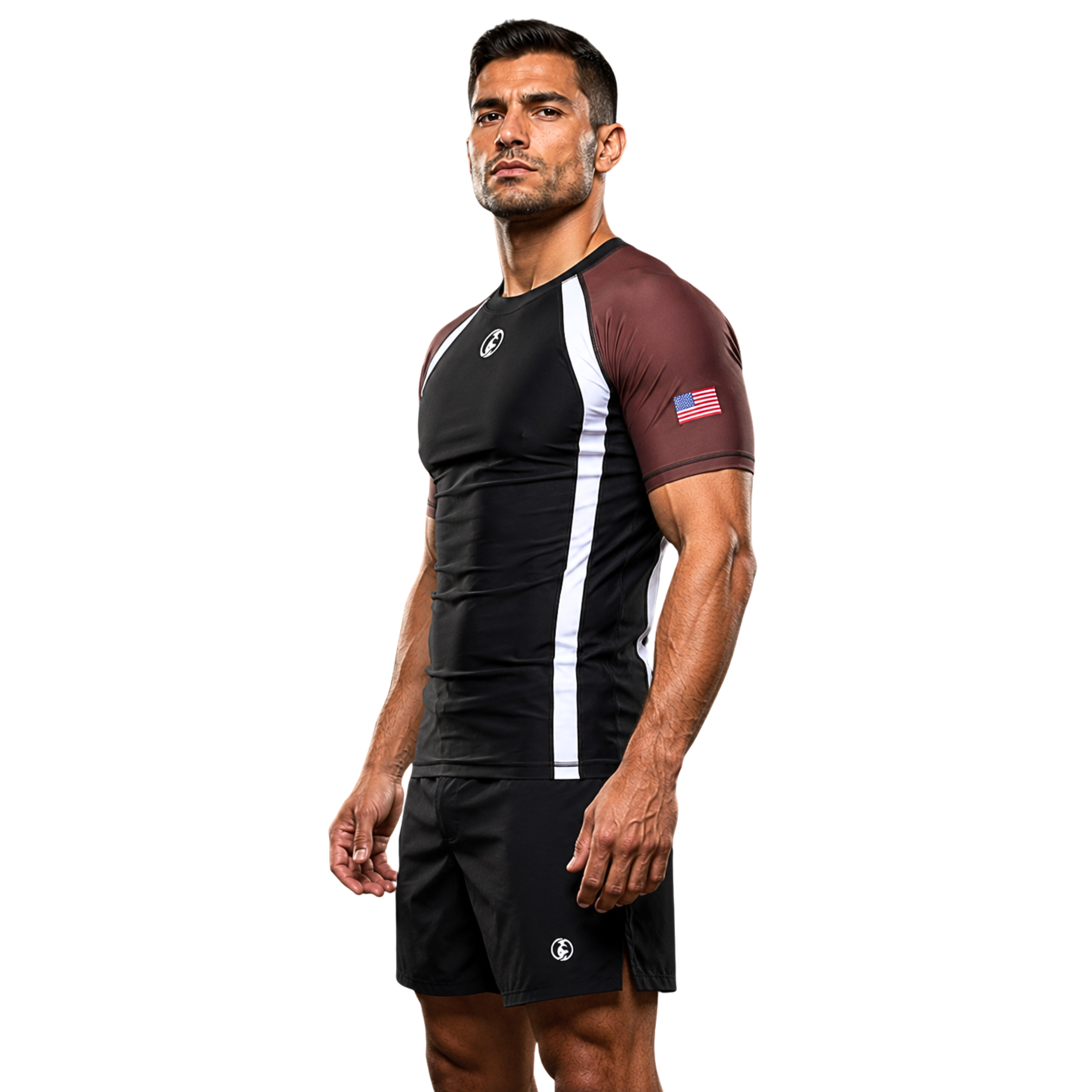 ADULT RASH GUARD H/S RANKED BROWN