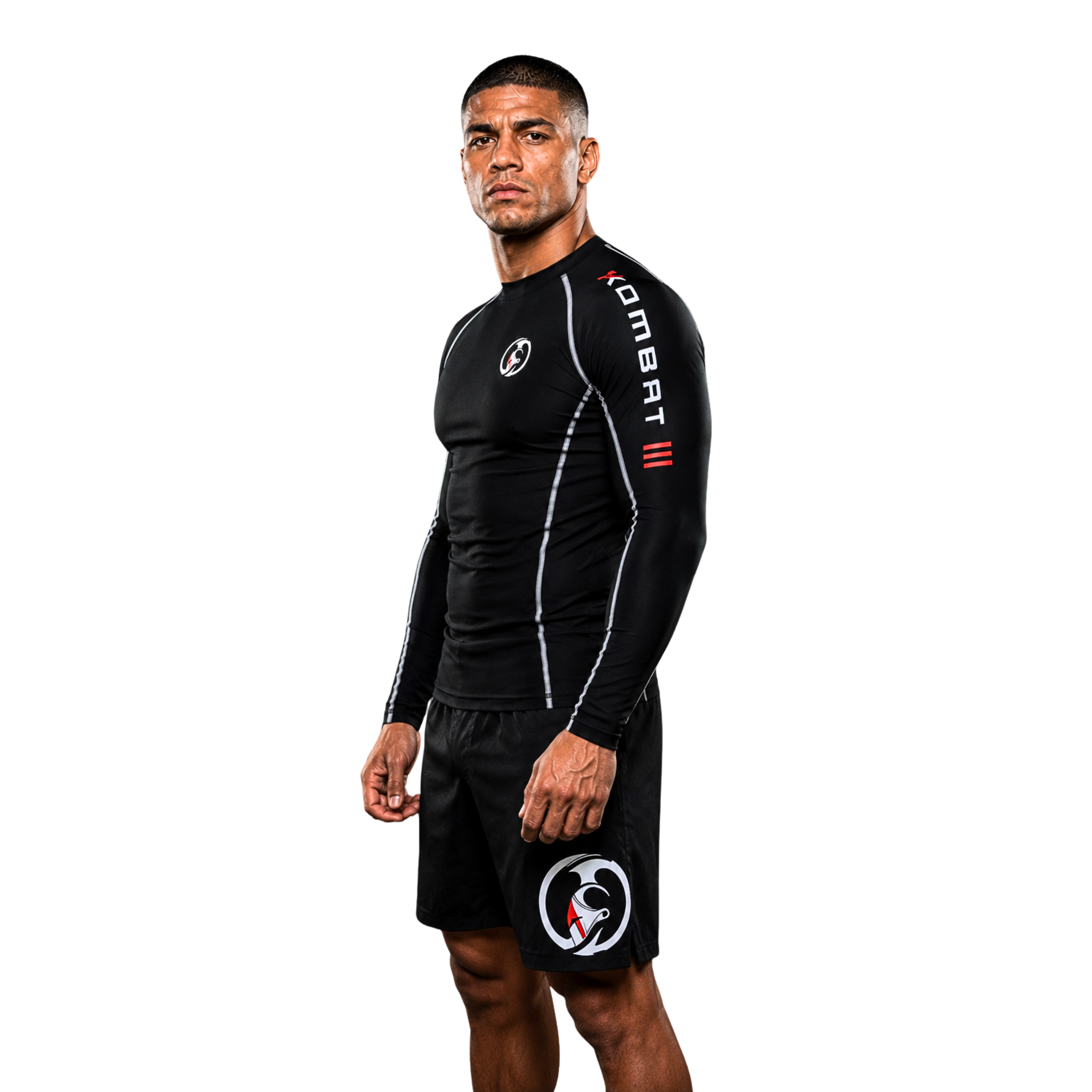 ADULT RASH GUARD F/S PRO BLACK | KOMBAT USA