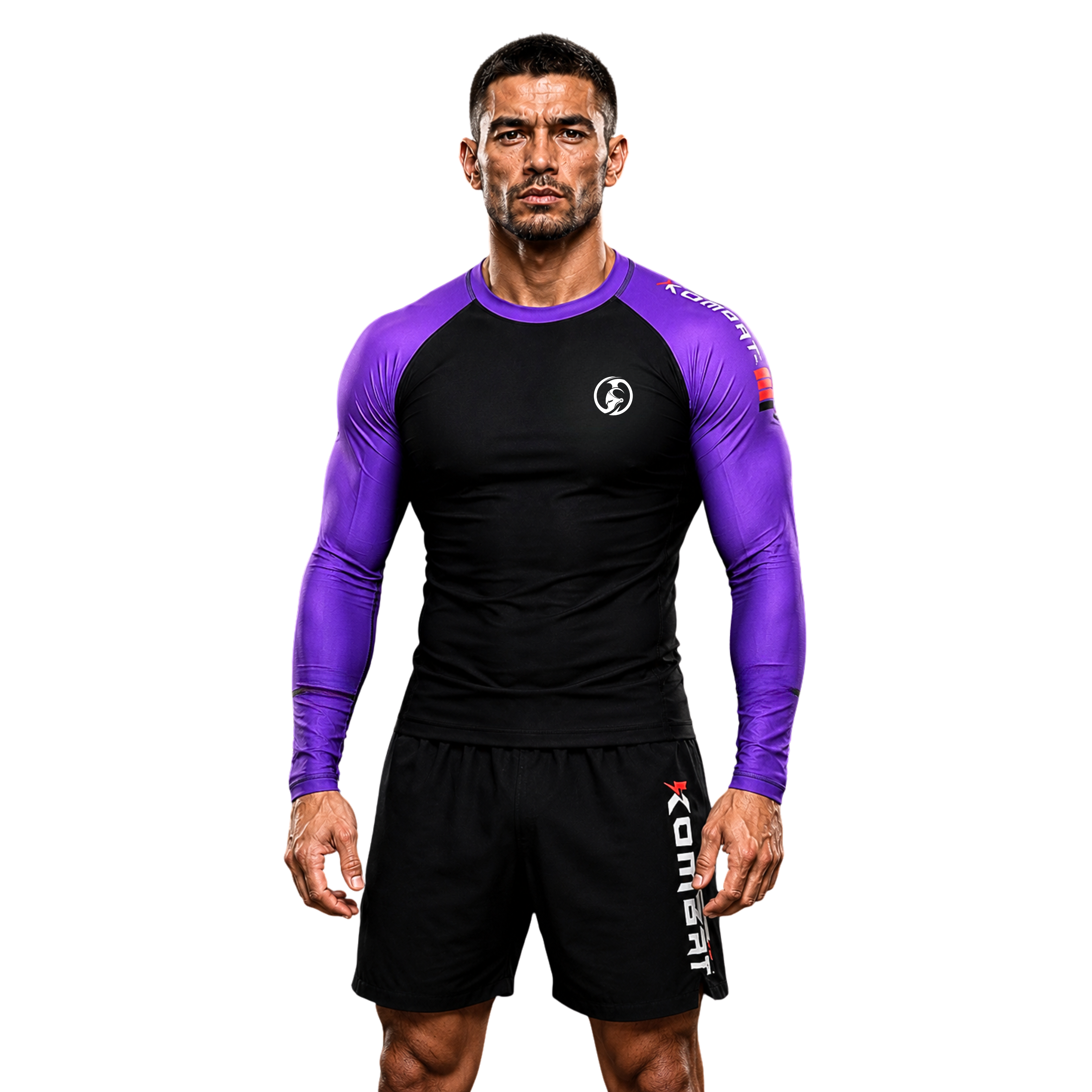ADULT RASH GUARD F/S PRO RANKED BLK & PURPLE