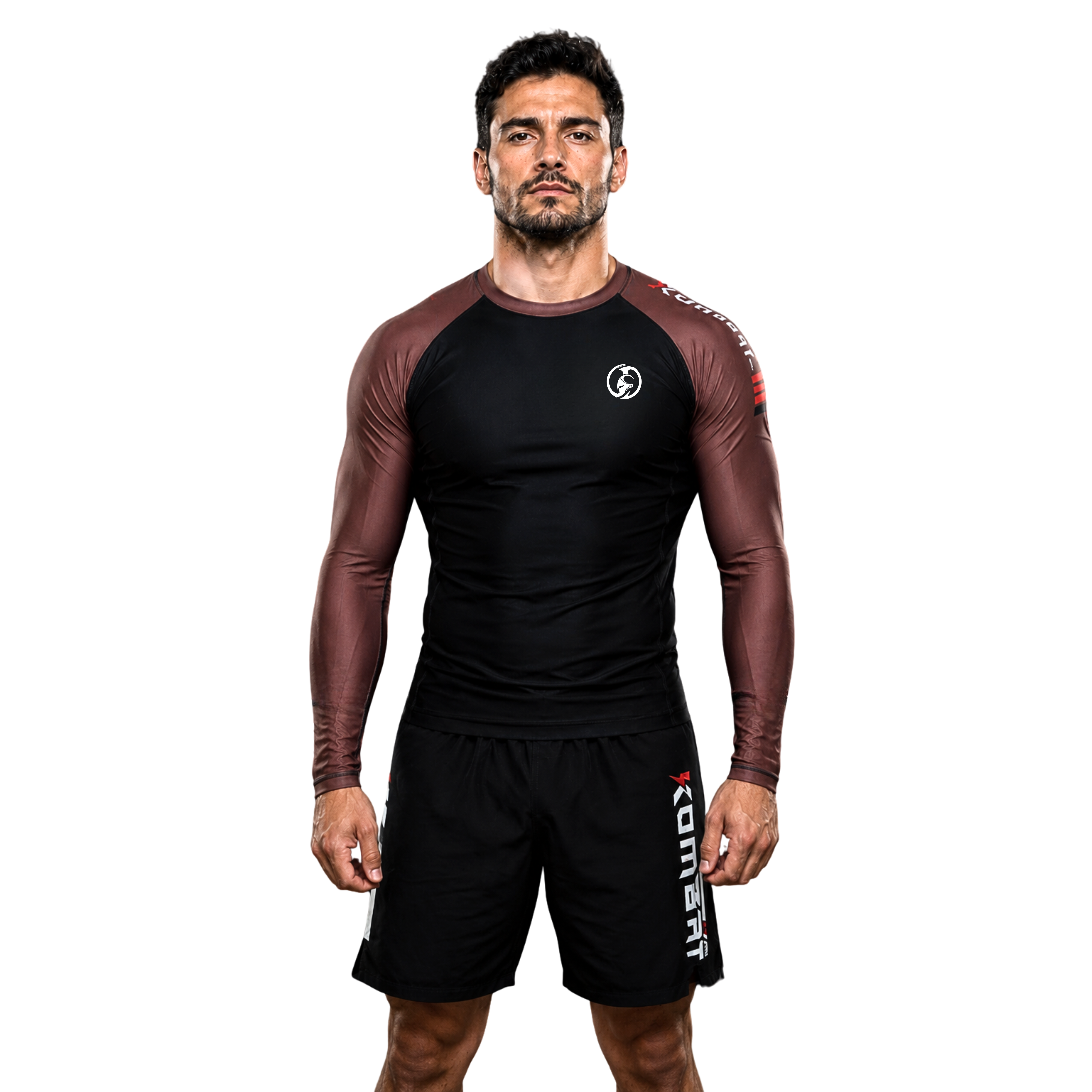 ADULT RASH GUARD F/S PRO RANKED BLK & BROWN