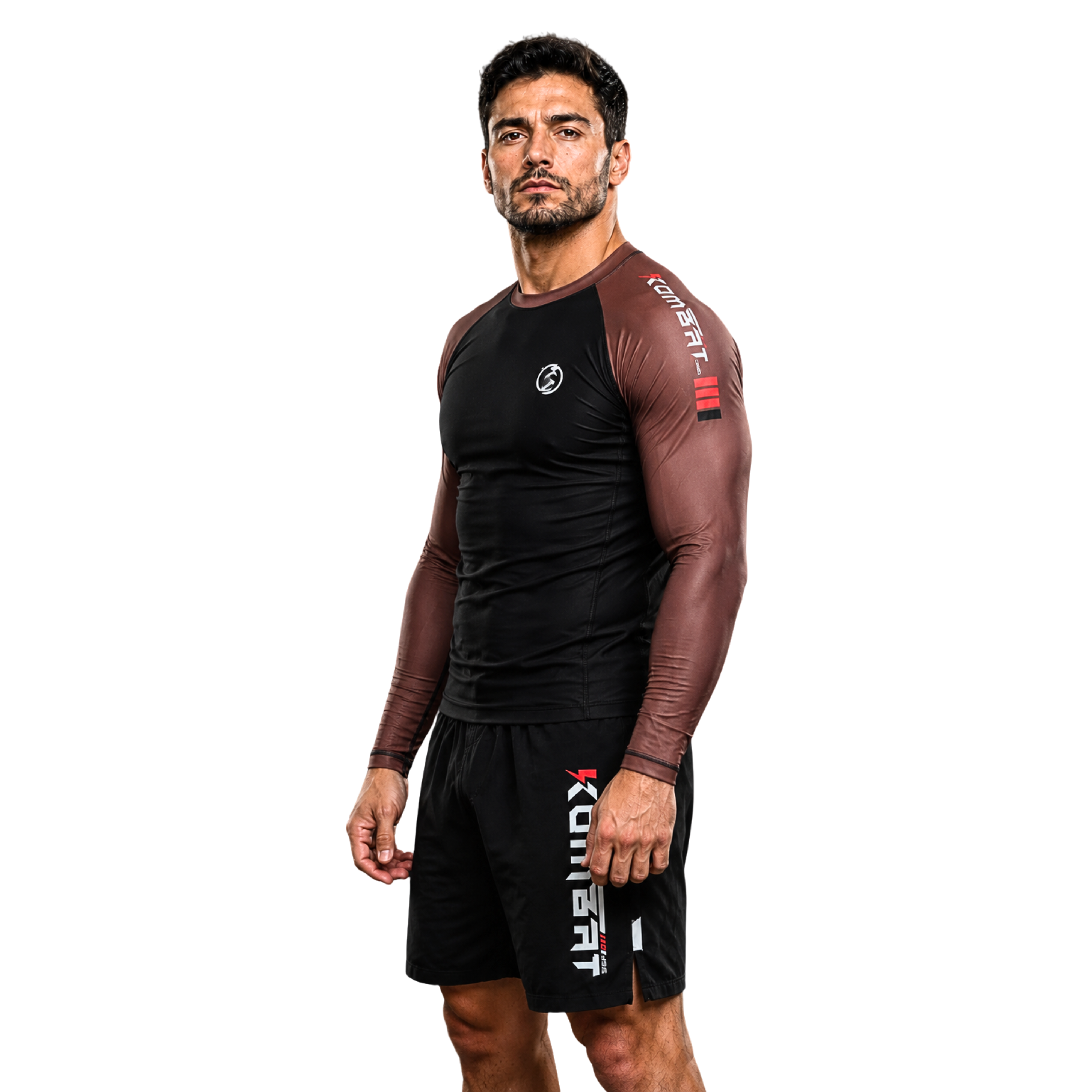 ADULT RASH GUARD F/S PRO RANKED BLK & BROWN