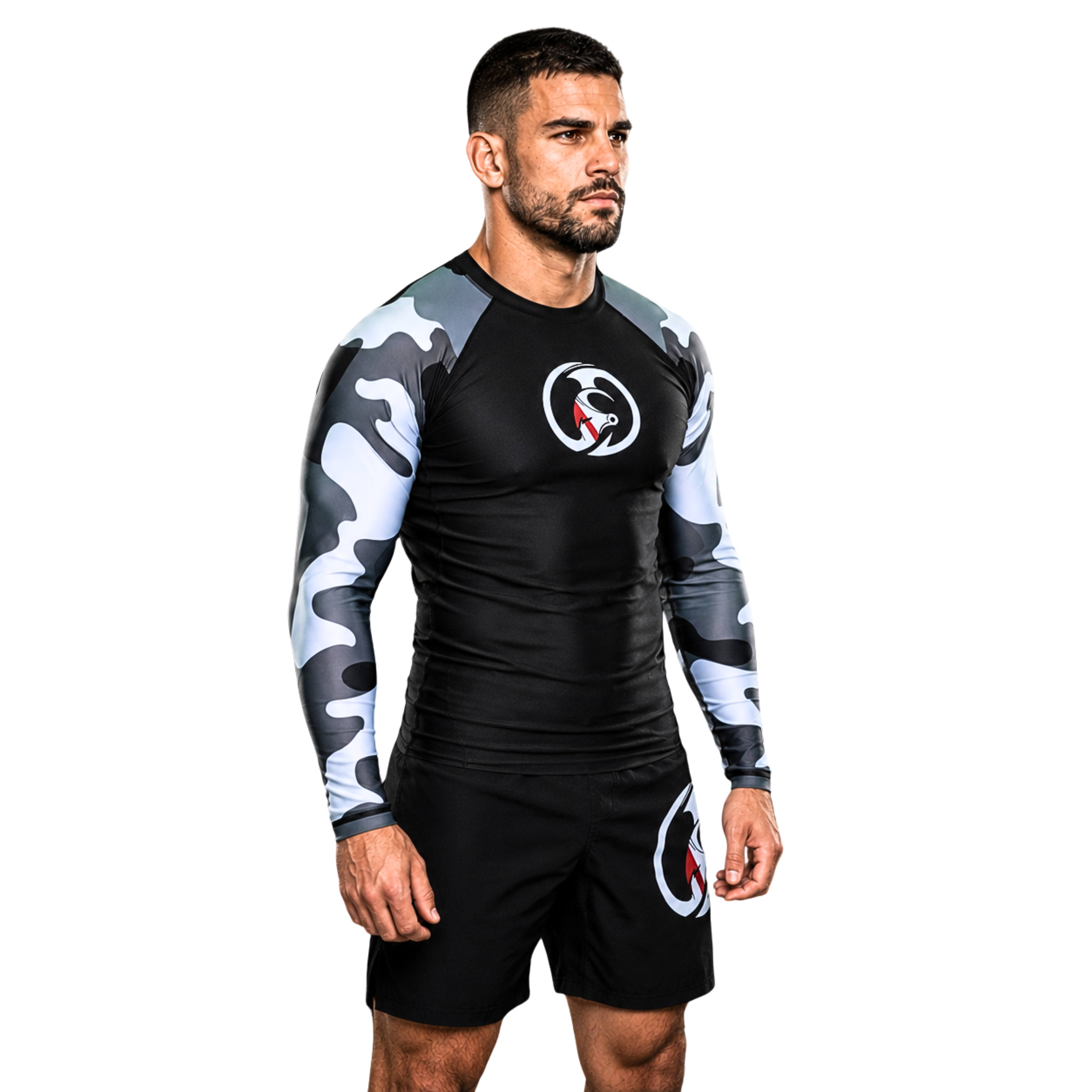 ADULT RASH GUARD F/S CAMOUFLAGE  WHITE