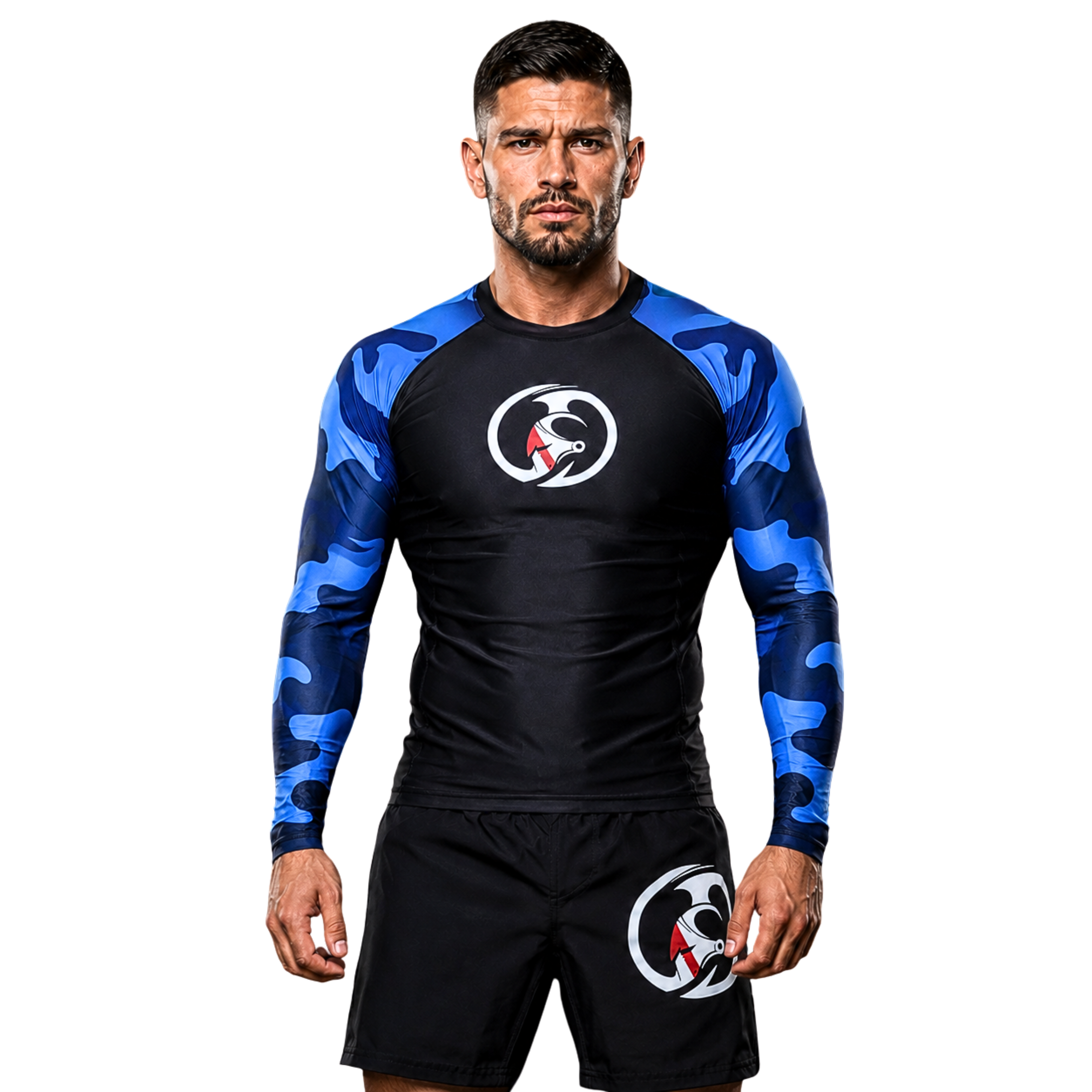 ADULT RASH GUARD F/S CAMOUFLAGE BLUE