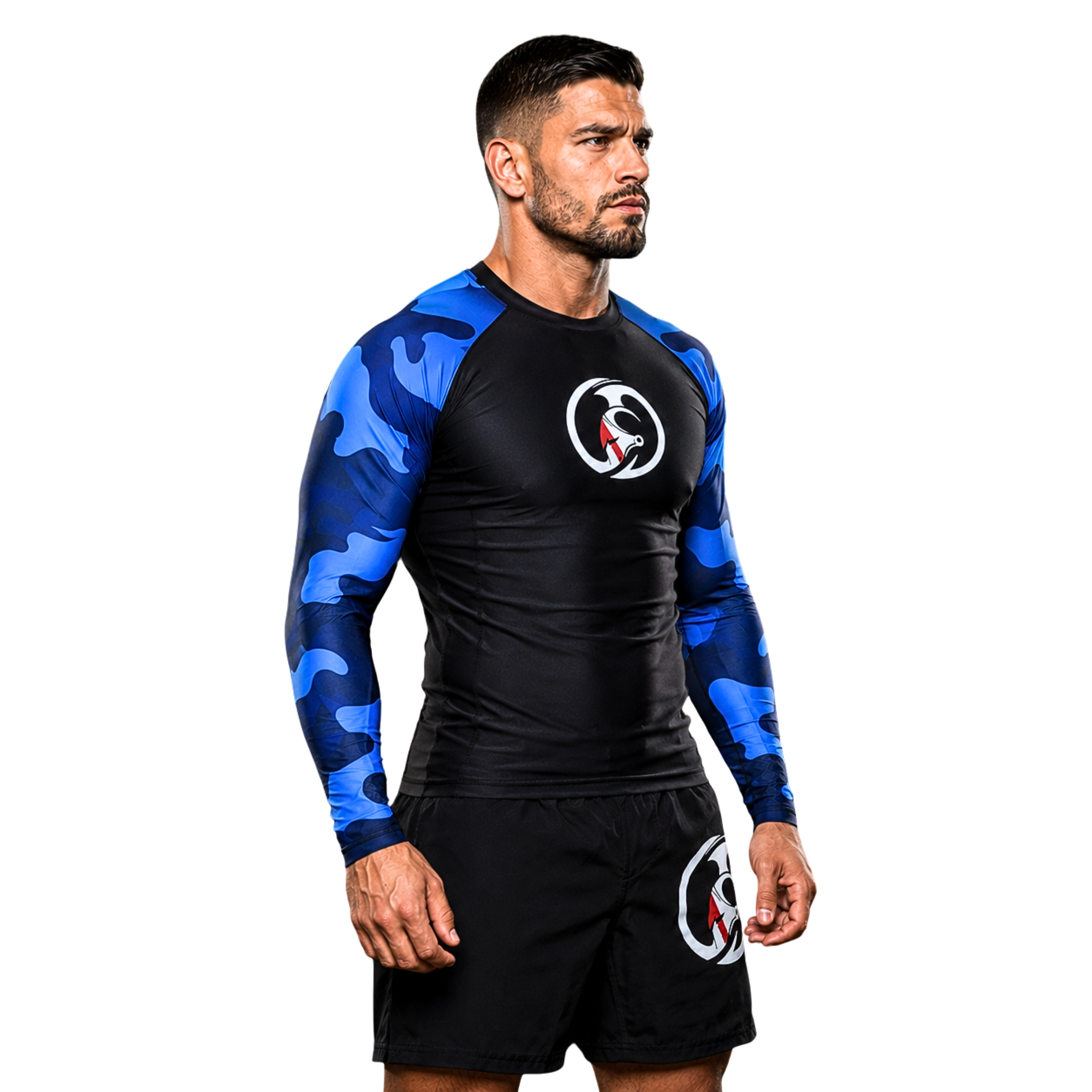 ADULT RASH GUARD F/S CAMOUFLAGE BLUE
