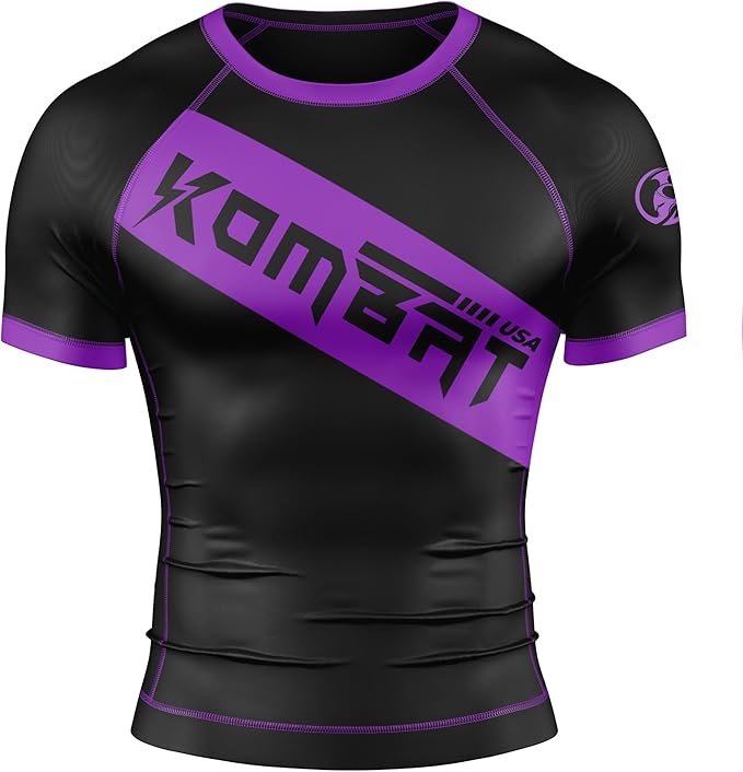 YOUTH RASH GUARD H/S BLK/PURPLE