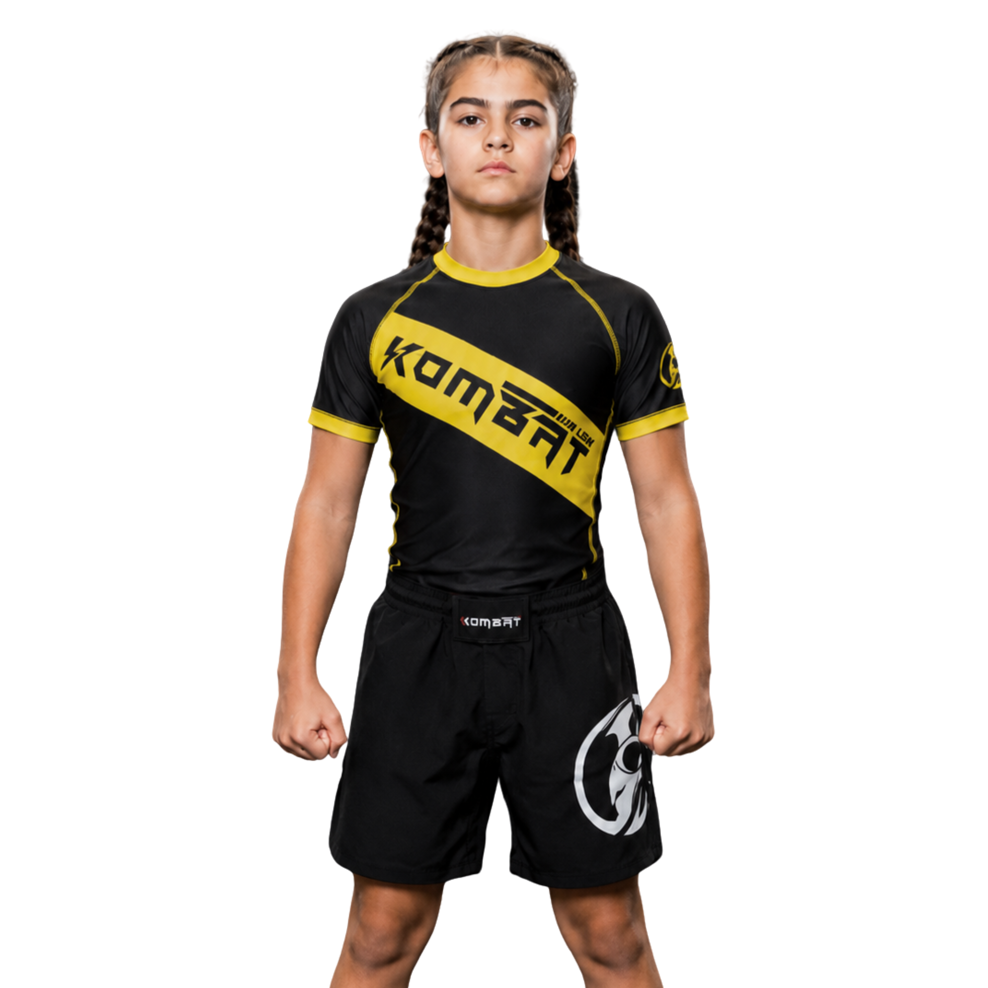 YOUTH RASH GUARD H/S BLK/YELLOW