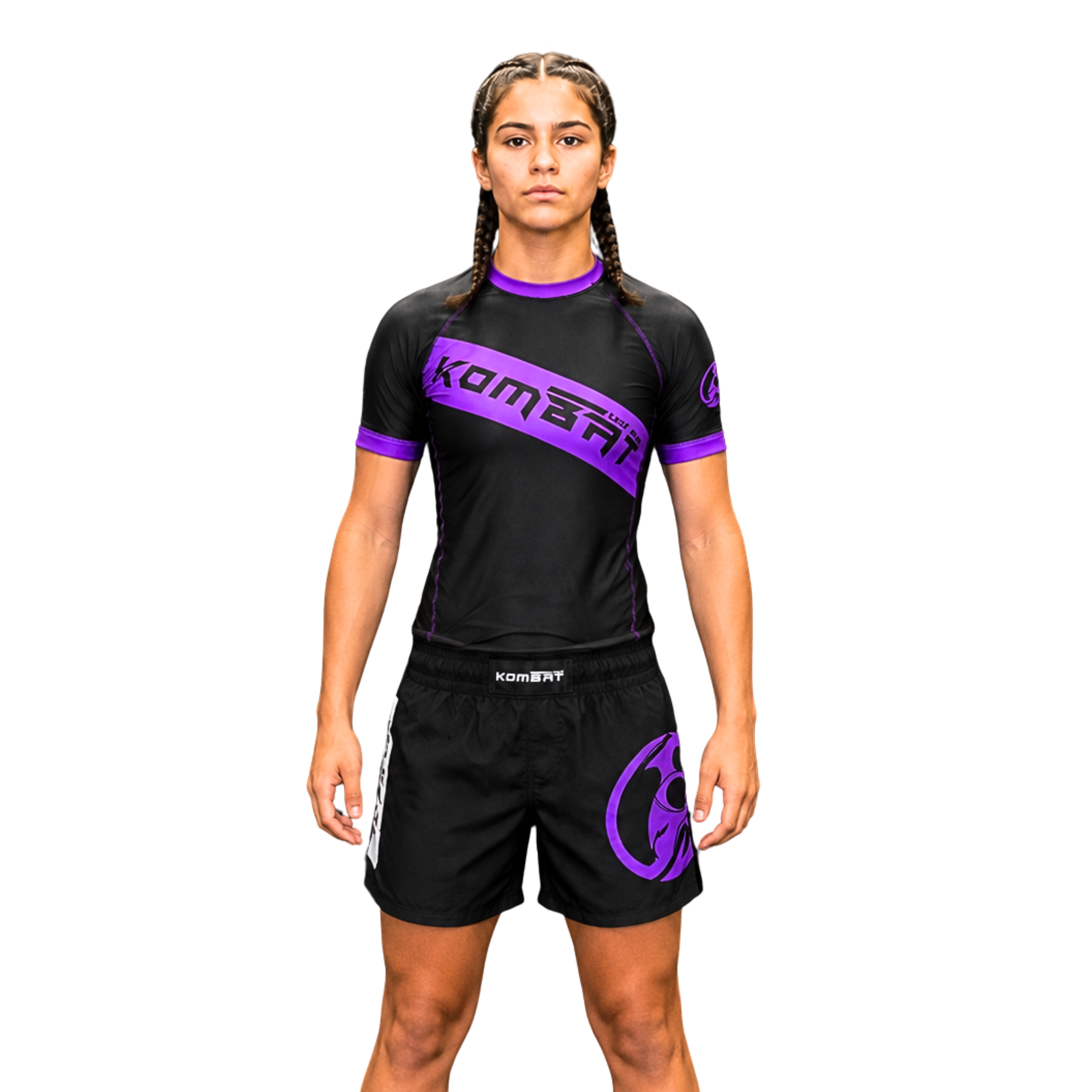 YOUTH RASH GUARD H/S BLK/PURPLE