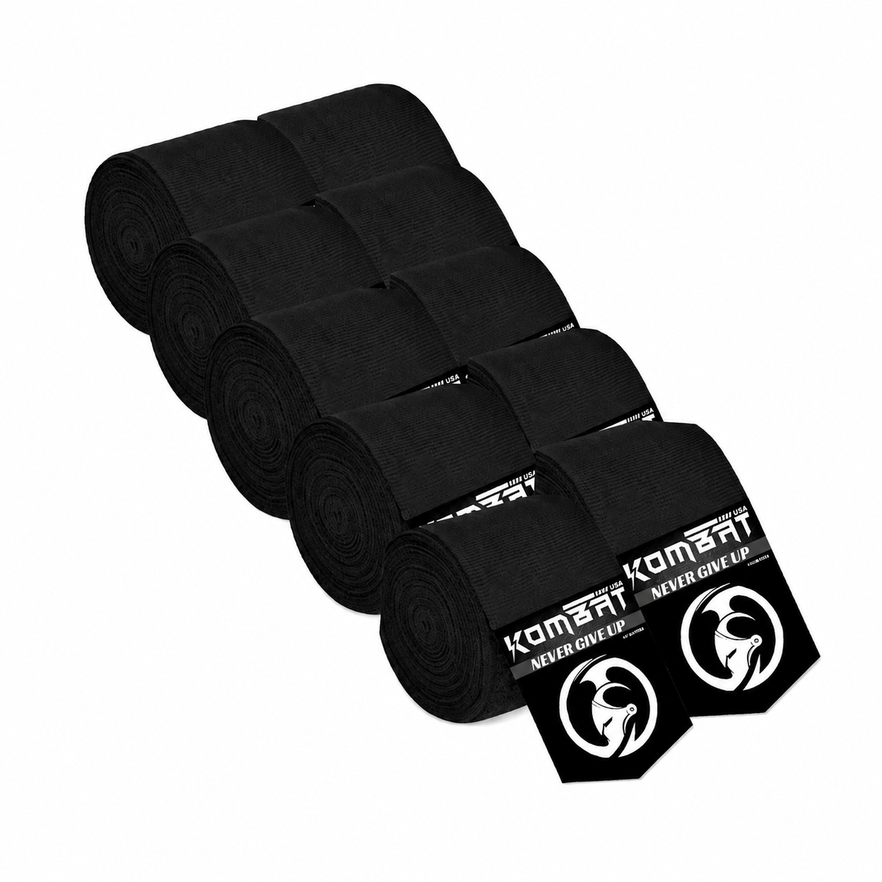 KOMBAT BOXING HAND WRAPS – BLACK – 5 PACK