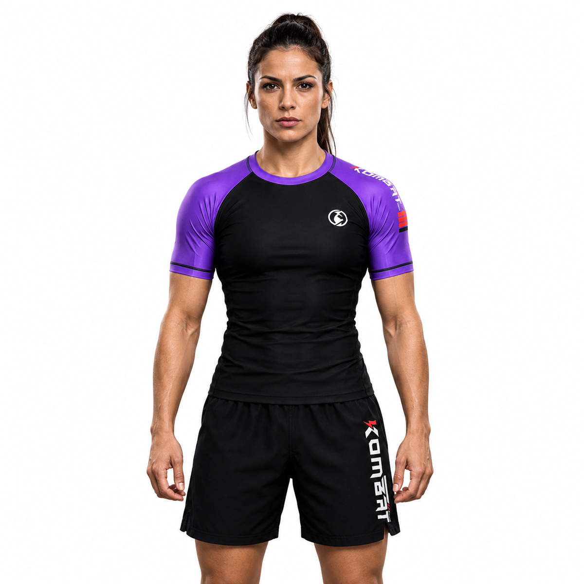 KOMBAT PERFORMANCE WOMEN'S SHORT SLEEVE RASH GUARD – PURPLE