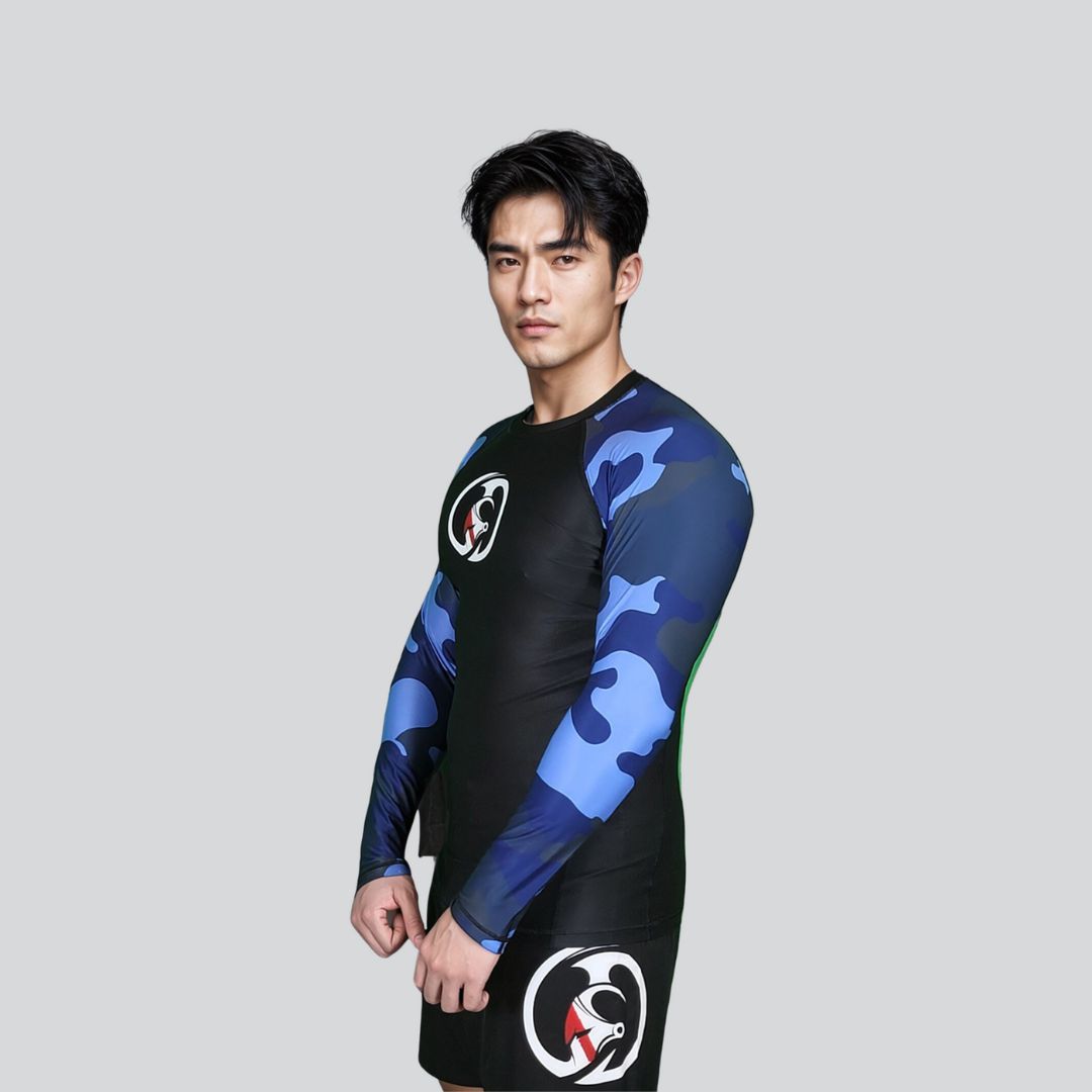 KOMBAT F/S CAMOUFLAGE RASH GUARD BLUE
