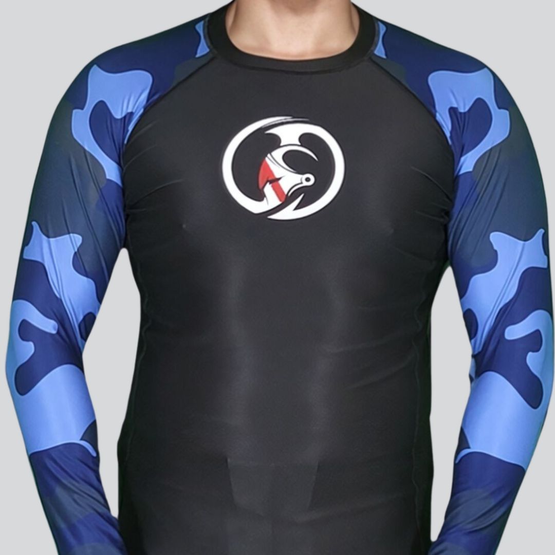 KOMBAT F/S CAMOUFLAGE RASH GUARD BLUE
