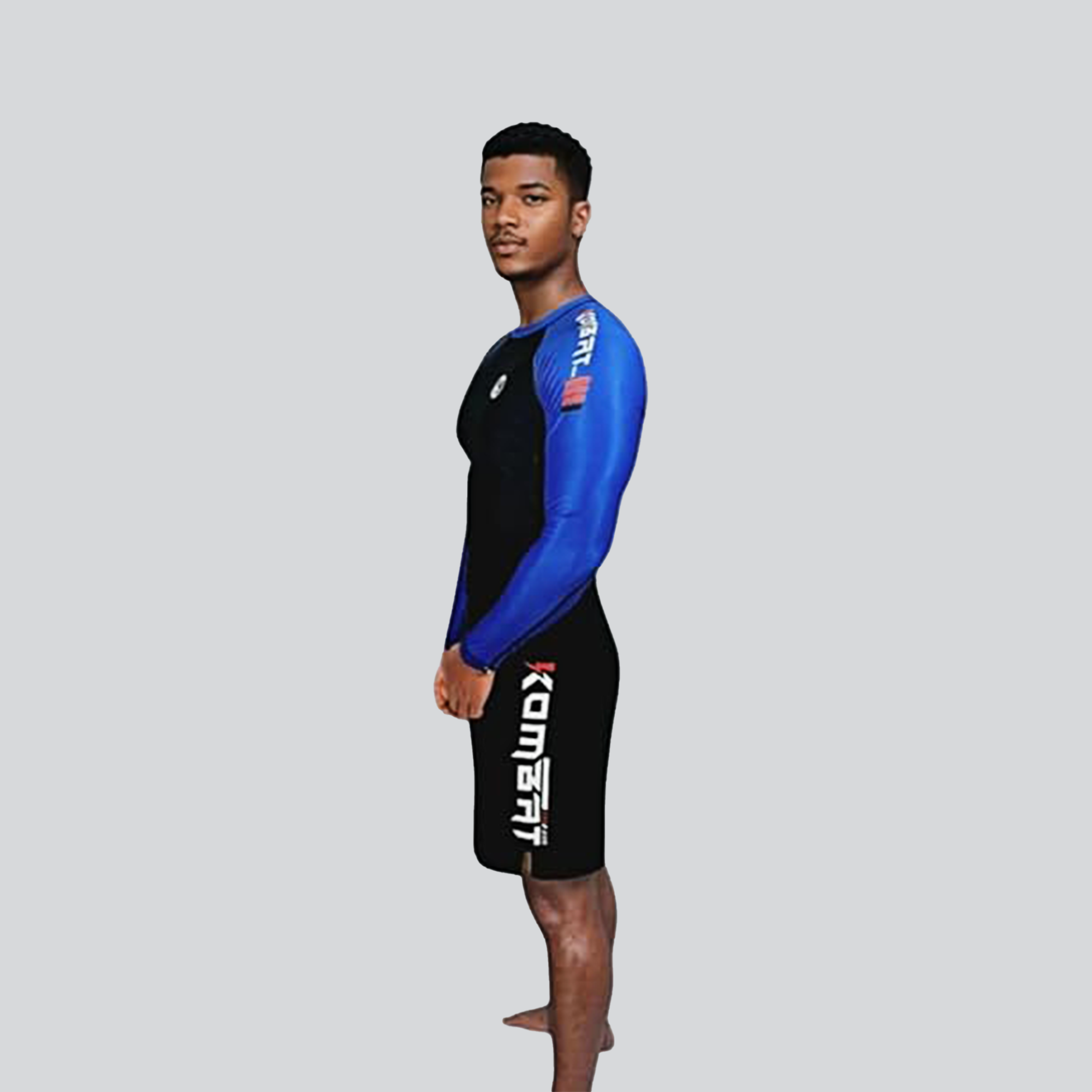KOMBAT F/S PRO RANKED RASH GUARD BLK & BLUE