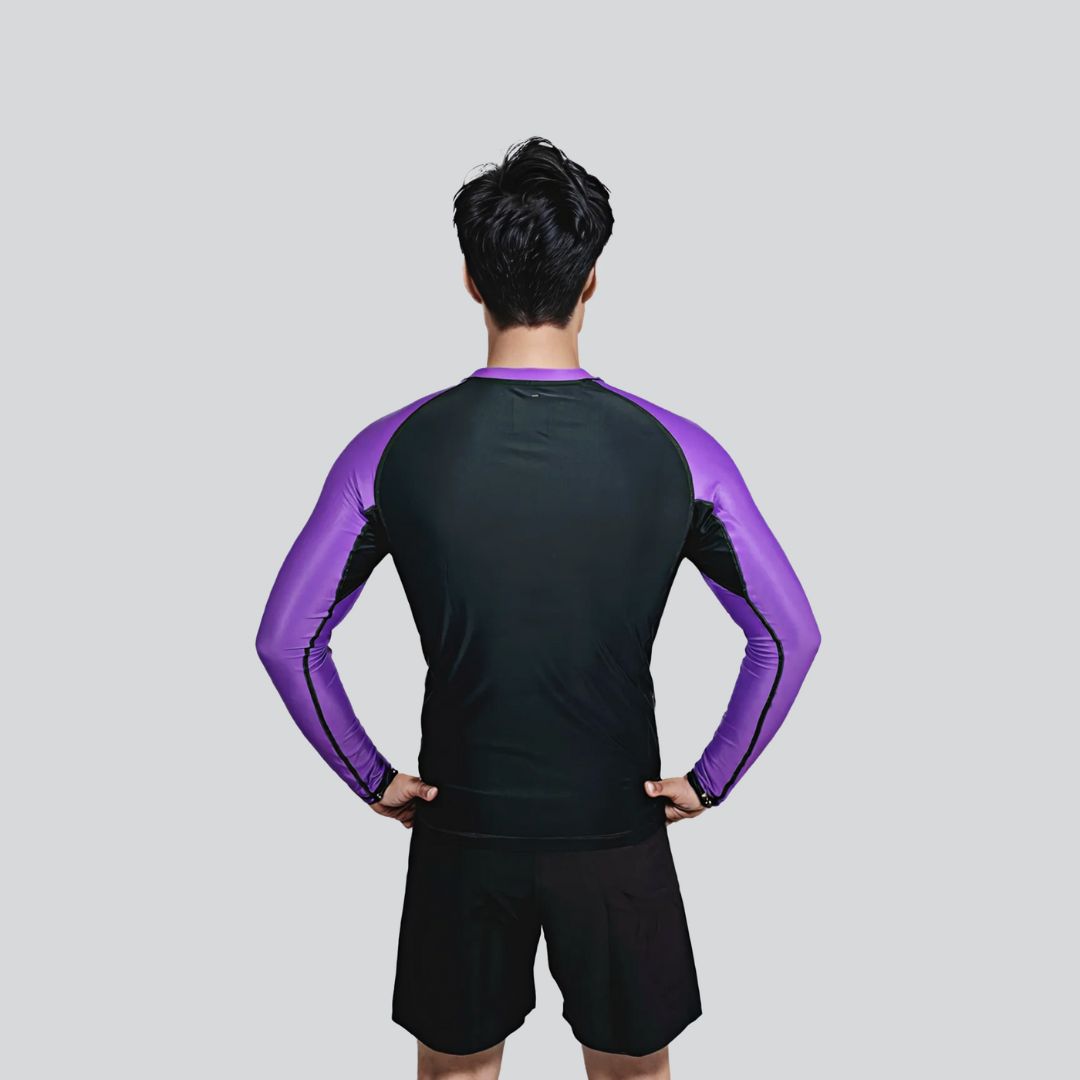 KOMBAT F/S PRO RANKED RASH GUARD BLK & PURPLE
