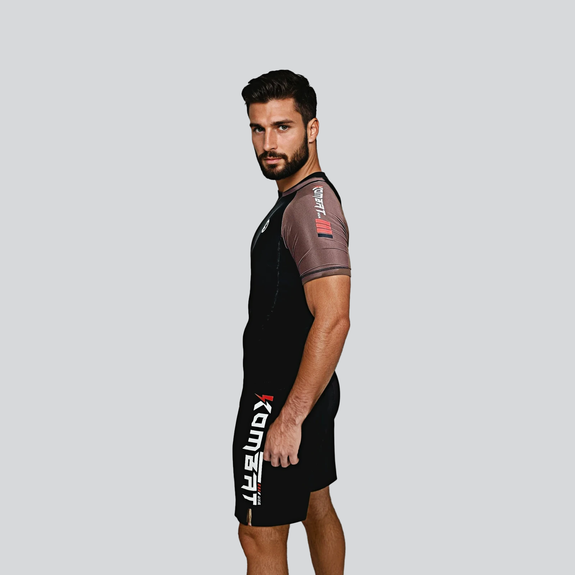 KOMBAT H/S PRO RANKED RASH GUARD BLACK & BROWN