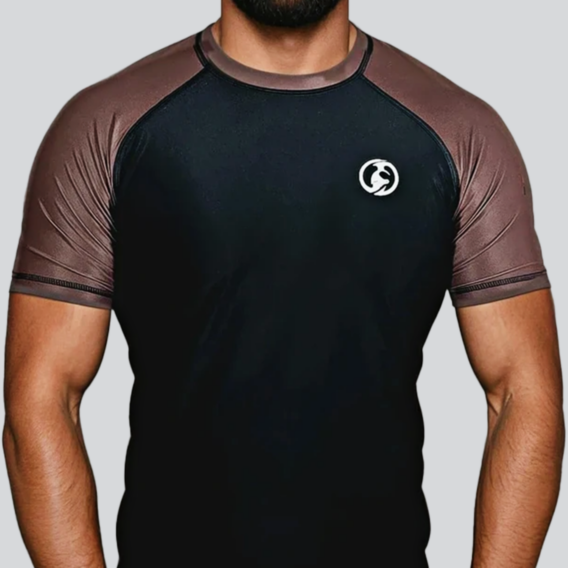 KOMBAT H/S PRO RANKED RASH GUARD BLACK & BROWN