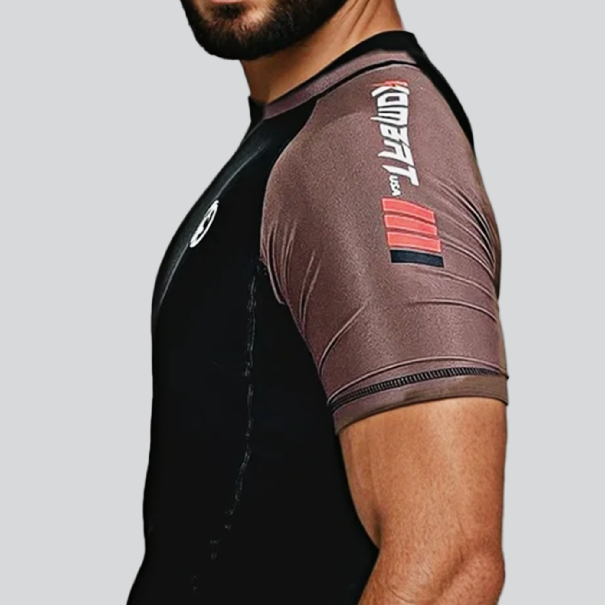 KOMBAT H/S PRO RANKED RASH GUARD BLACK & BROWN