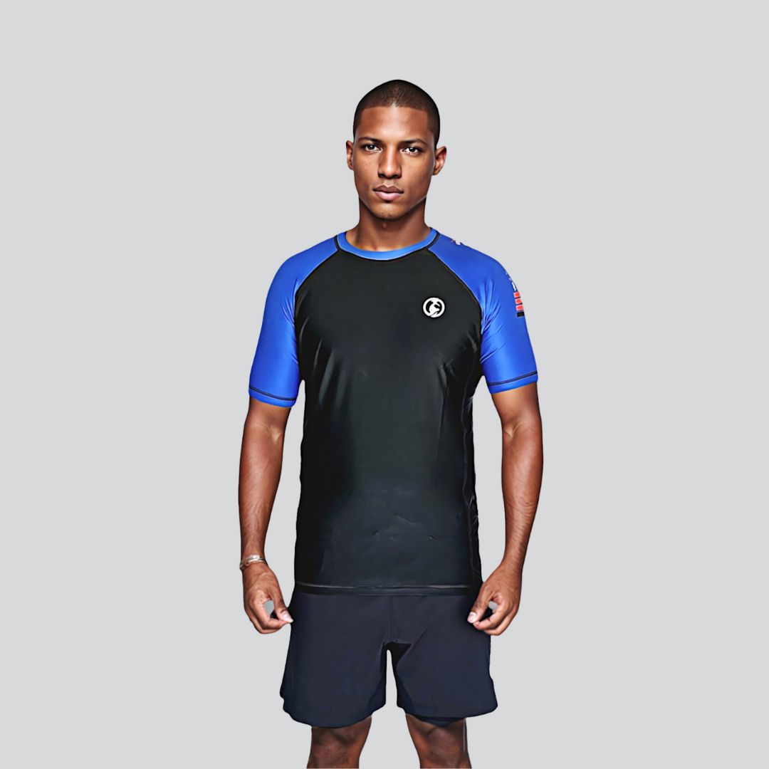 KOMBAT H/S PRO RANKED RASH GUARD BLK & BLUE
