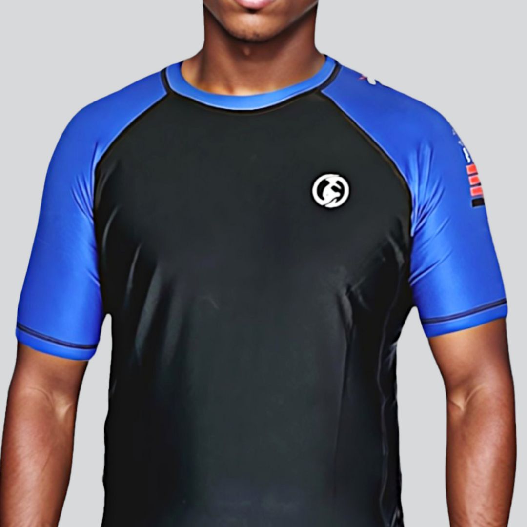 KOMBAT H/S PRO RANKED RASH GUARD BLK & BLUE
